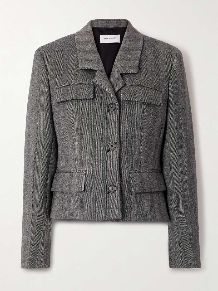 Ferragamo Herringbone Wool-blend Blazer