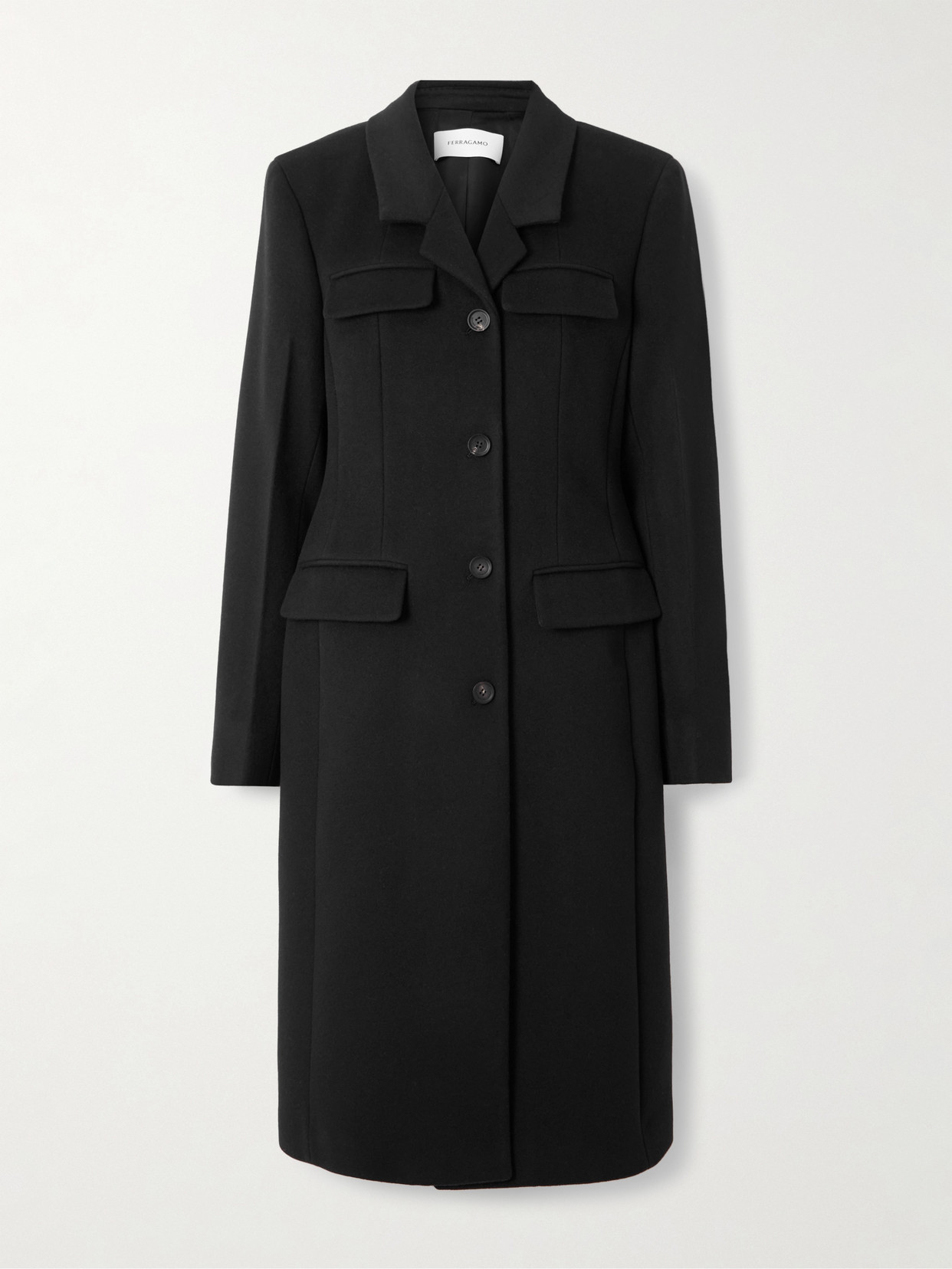 Ferragamo Wool And Cashmere-blend Coat In Black