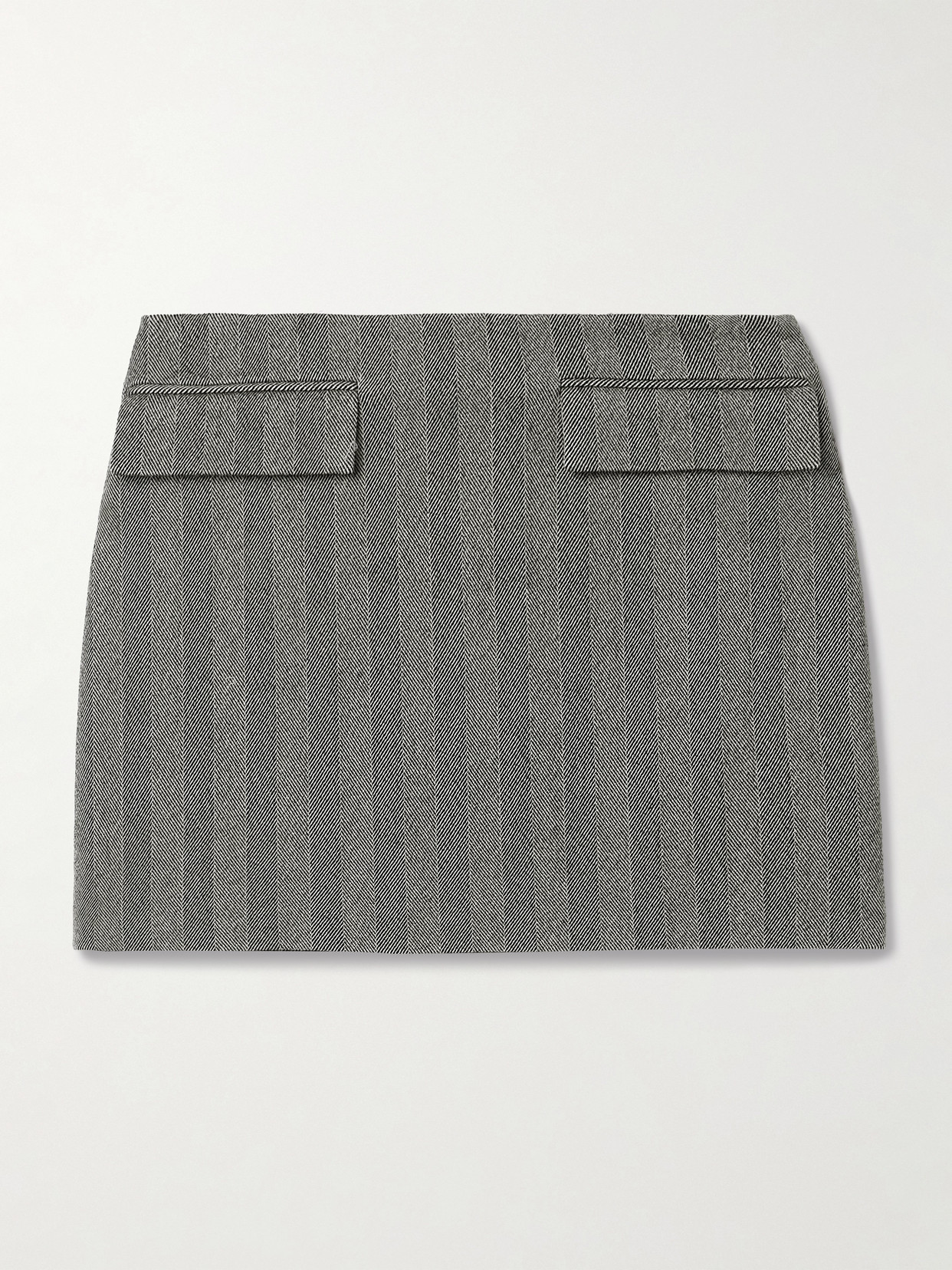 Ferragamo Herringbone Wool-blend Mini Skirt In Gray