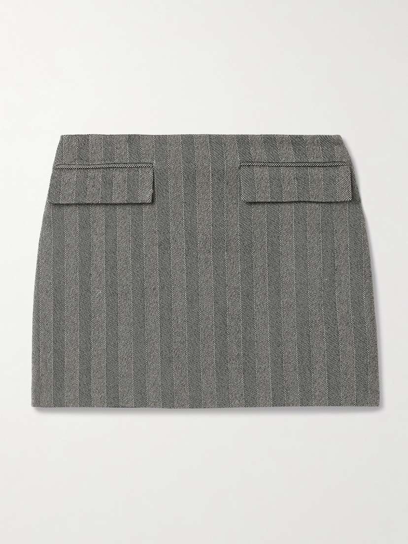 Ferragamo Herringbone Wool-blend Mini Skirt