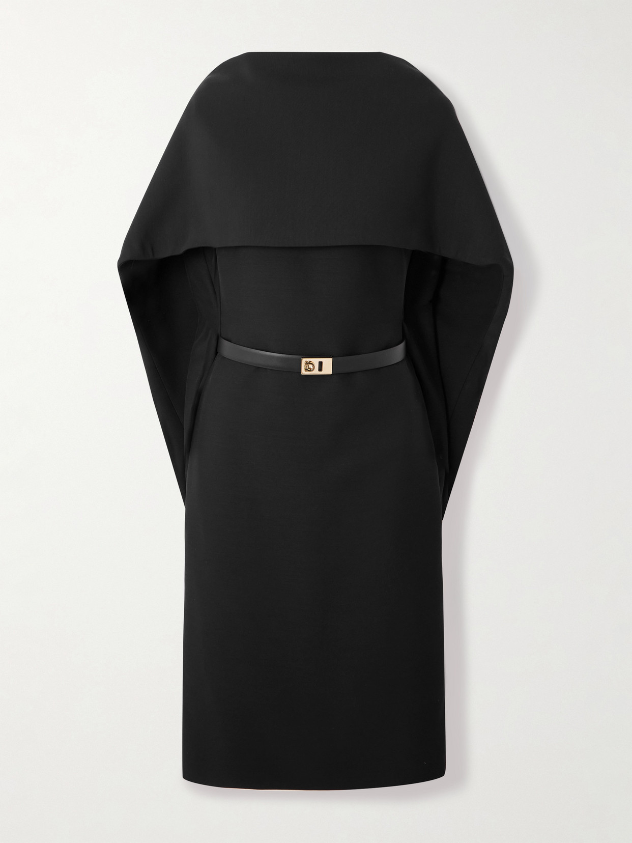 Ferragamo Cape-effect Faille Dress In Black