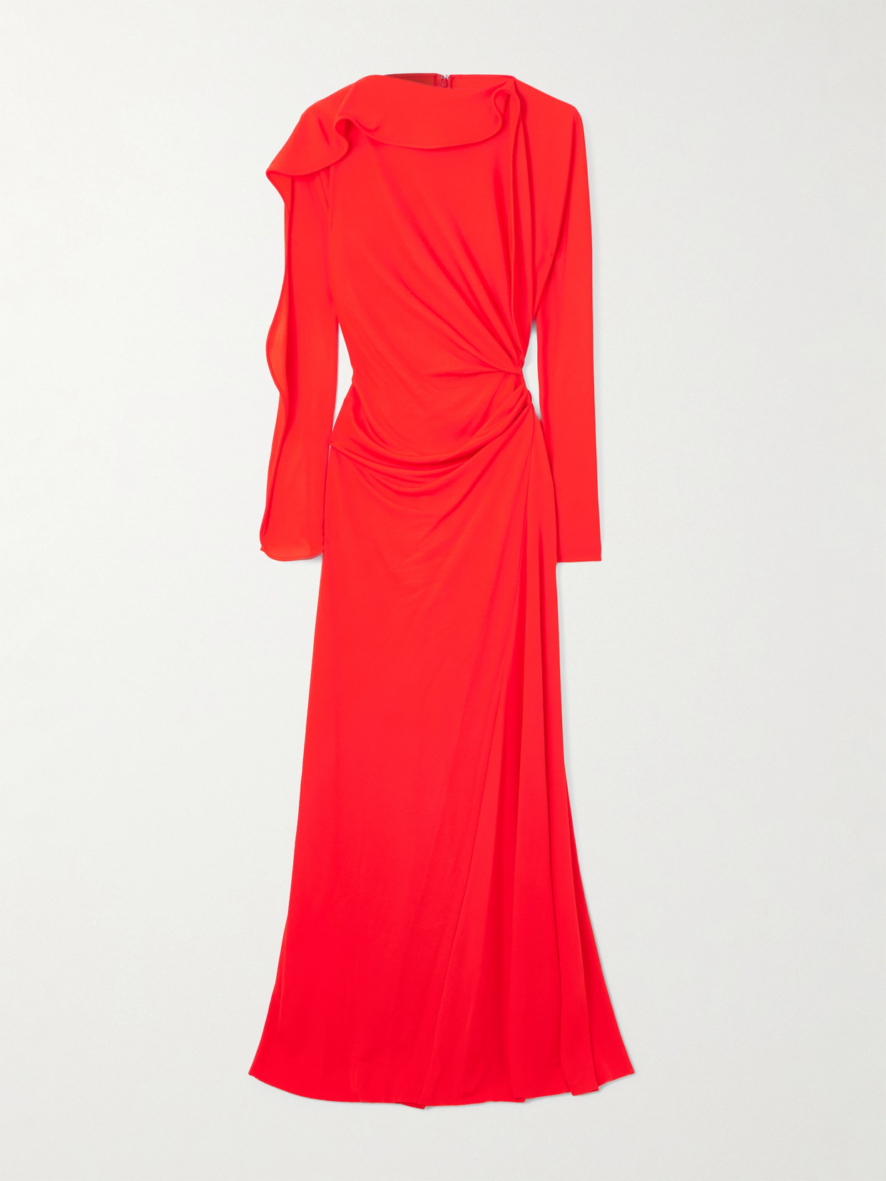 Victoria Beckham Draped Asymmetric Jersey Maxi Dress In Red