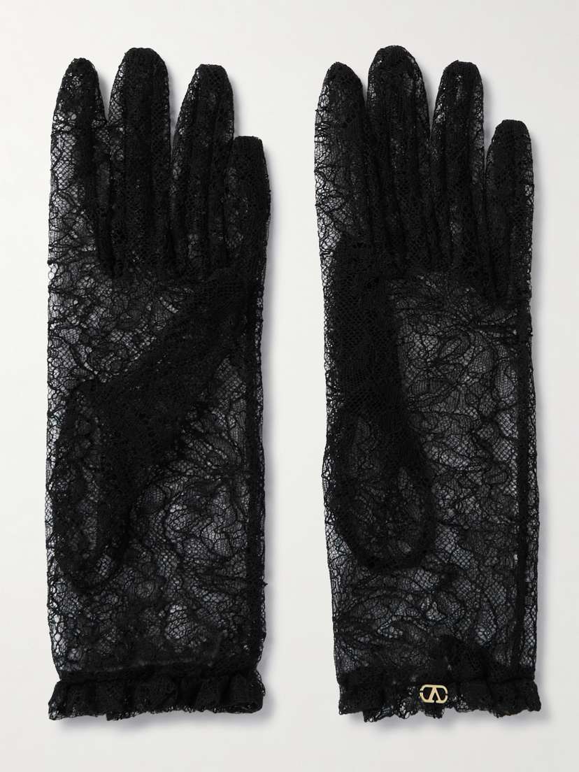 Valentino Garavani Vlogo Embellished Lace Gloves