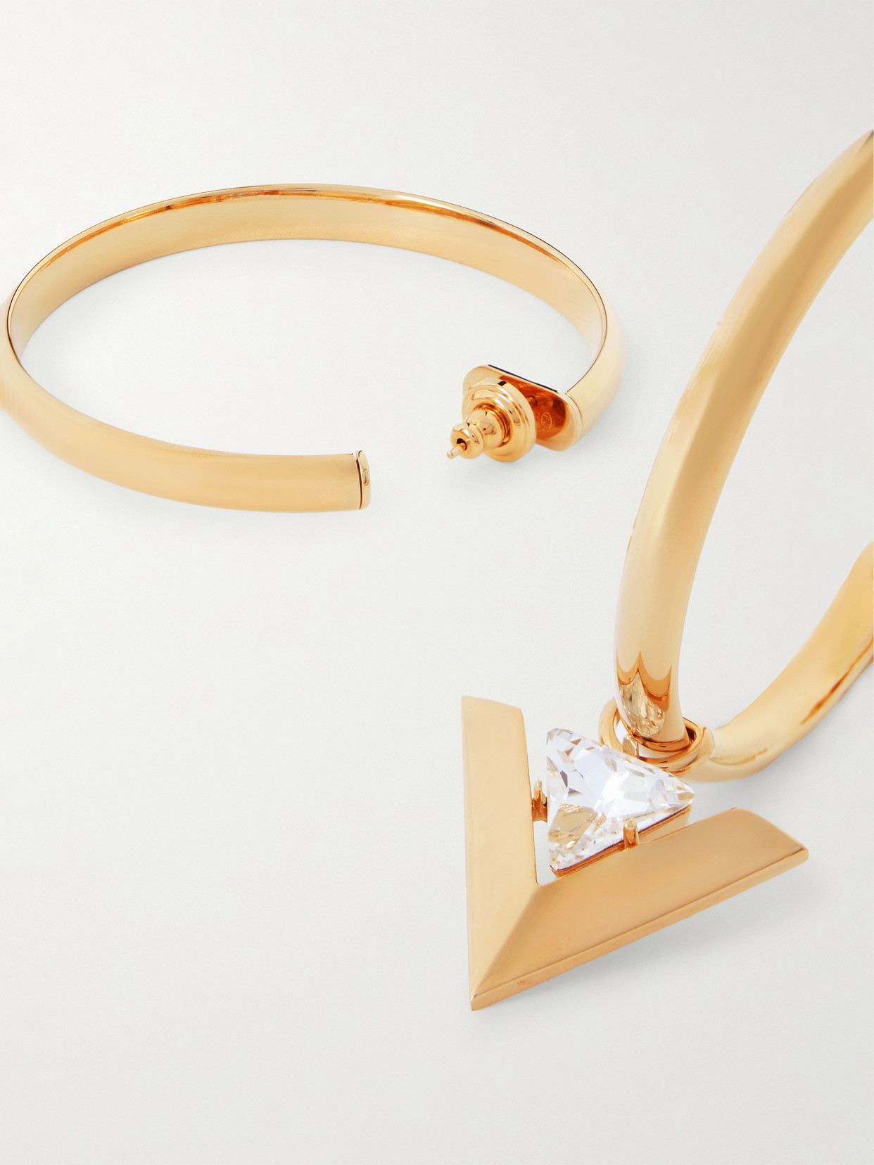 Valentino Gold-tone Crystal Hoop Earrings In Gold