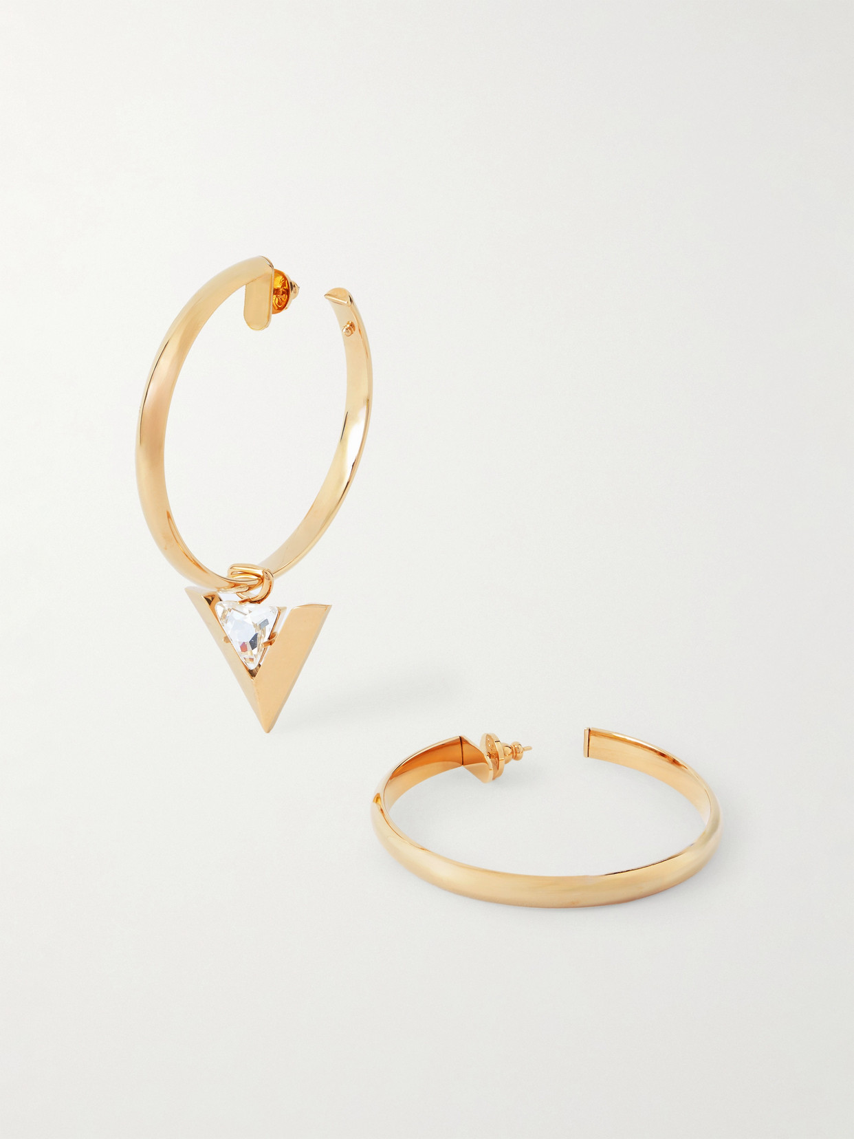 Valentino Gold-tone Crystal Hoop Earrings In Gold