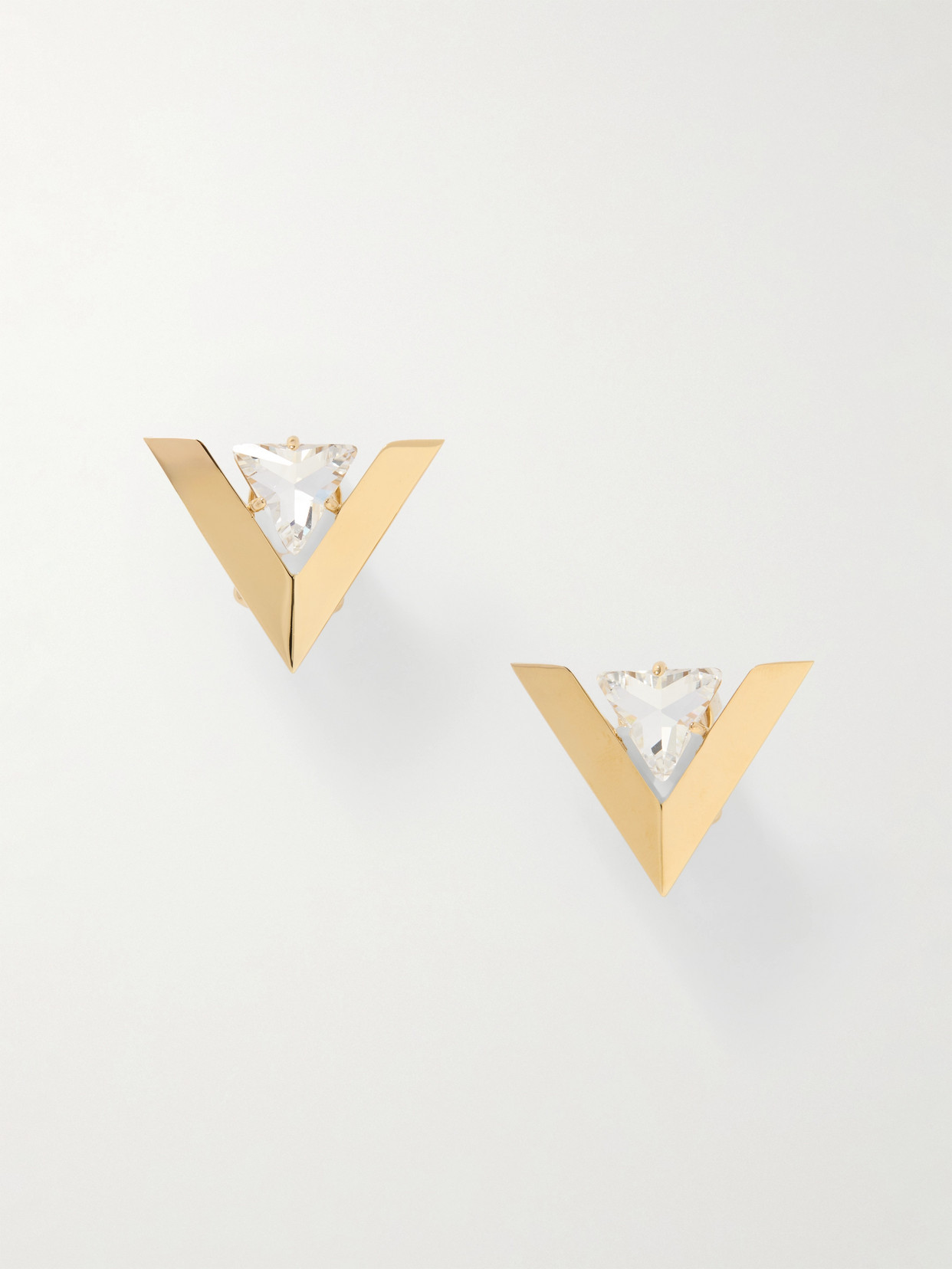 Valentino Garavani Je Les V Crystal-embellished Gold-tone Earrings