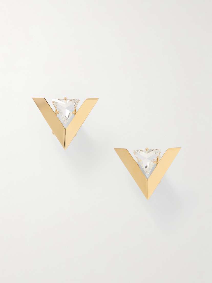 Valentino Garavani Je Les V Crystal-embellished Gold-tone Earrings