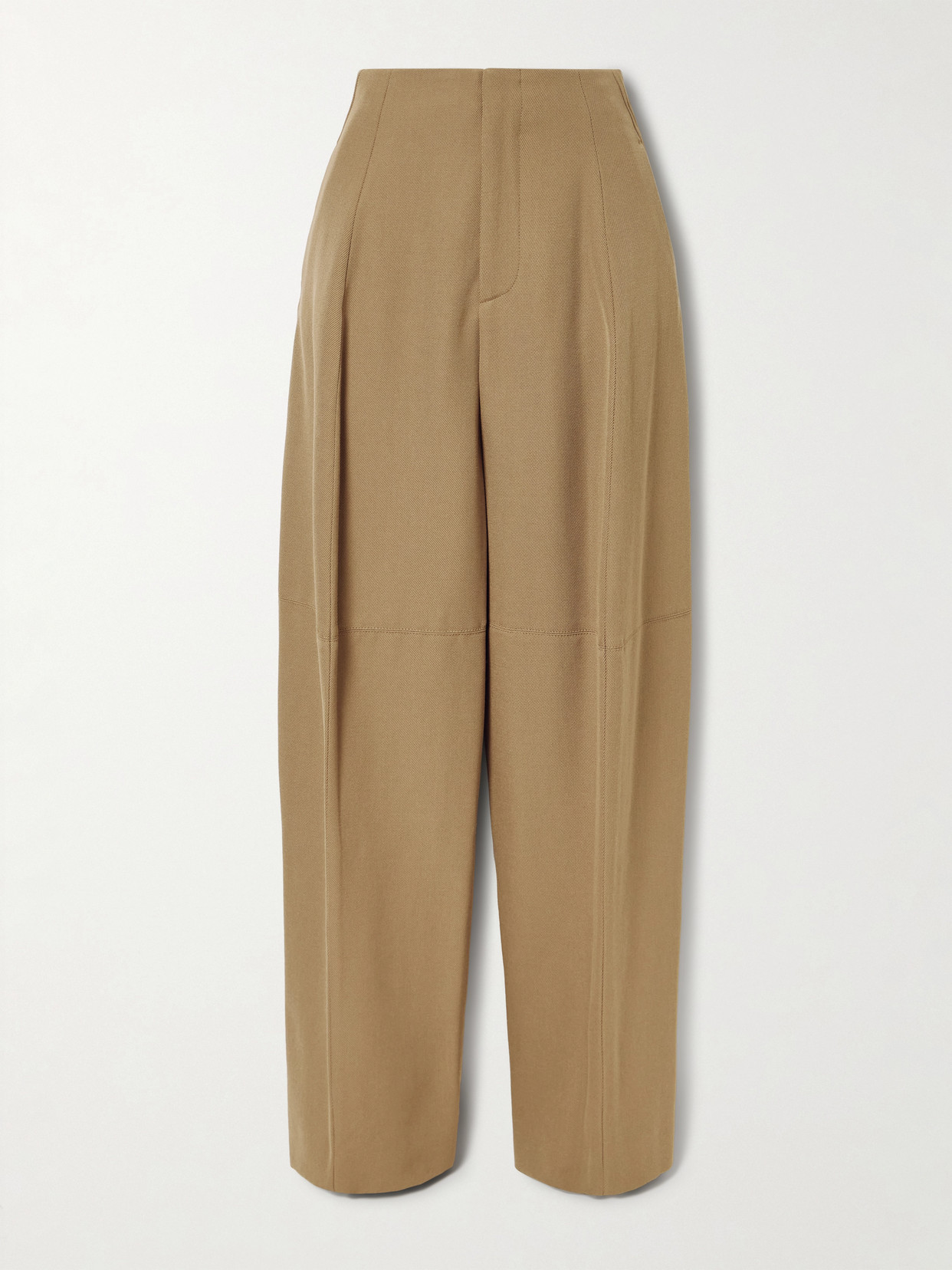Victoria Beckham Wool-drill Wide-leg Pants In Brown