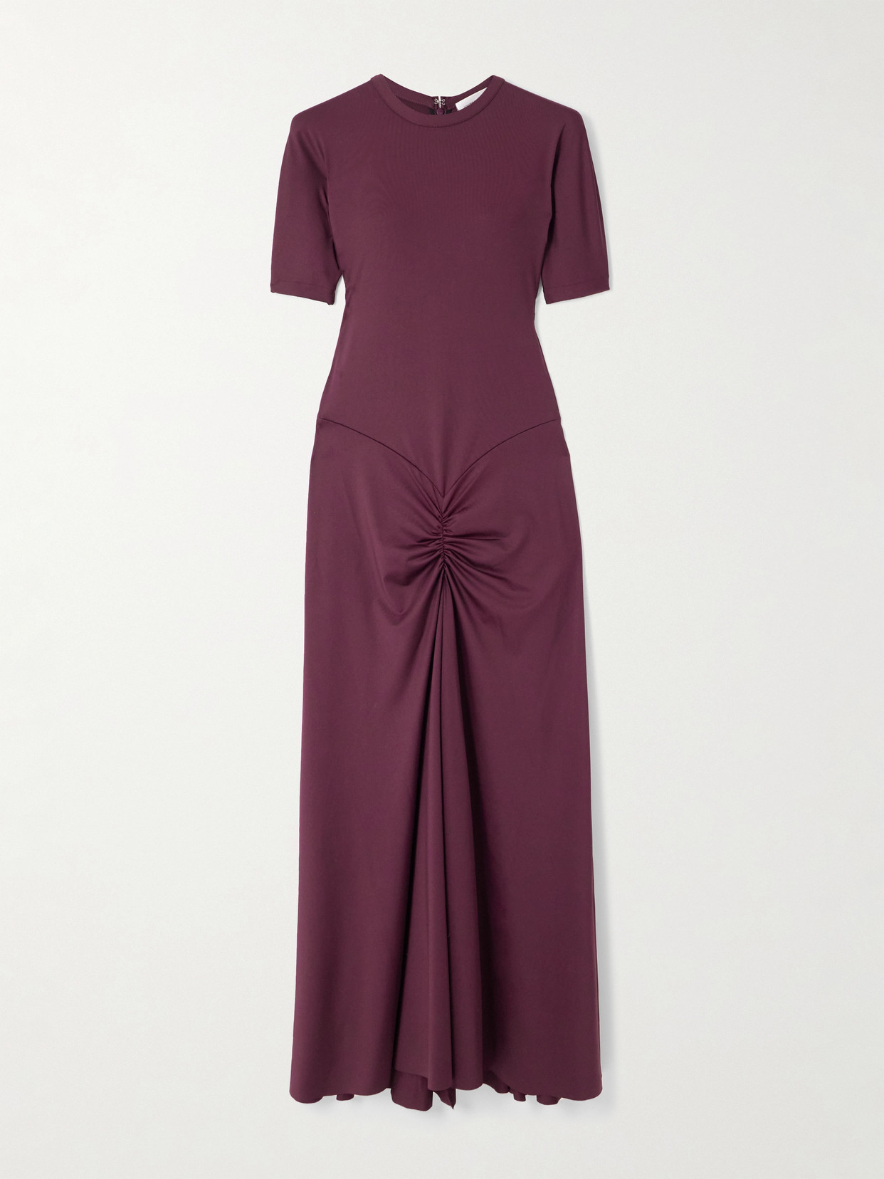 Victoria Beckham Gathered Waist T-shirt Midi Dress Merlot In Burgundy