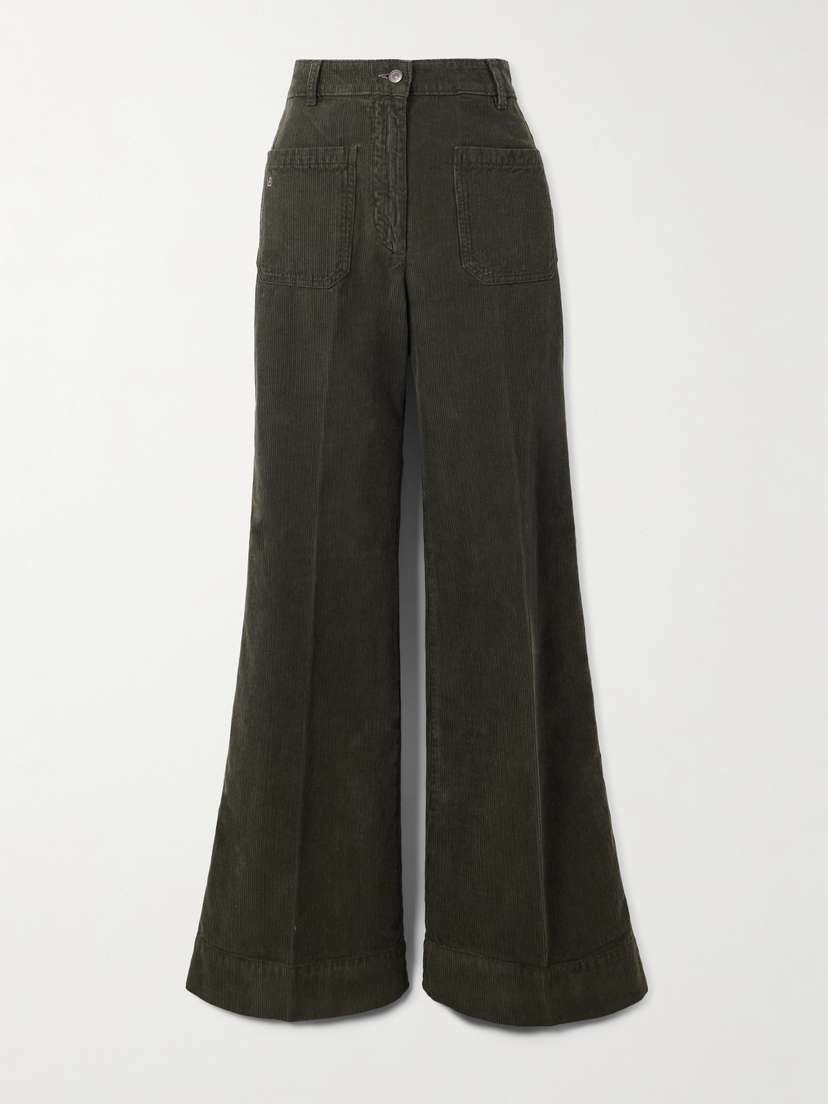 Victoria Beckham Alina Cotton-corduroy Straight-leg Pants
