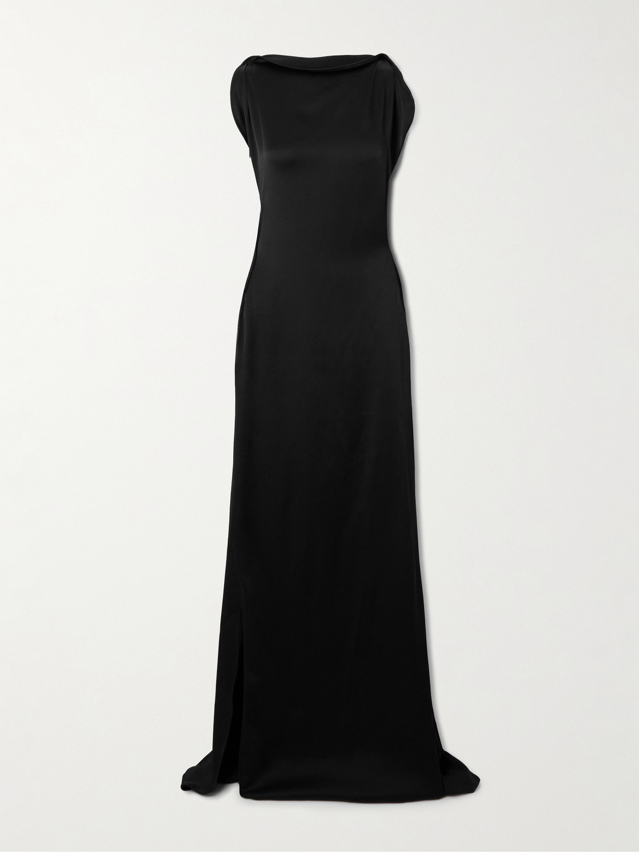 Victoria Beckham Draped Satin-crepe Gown In Black