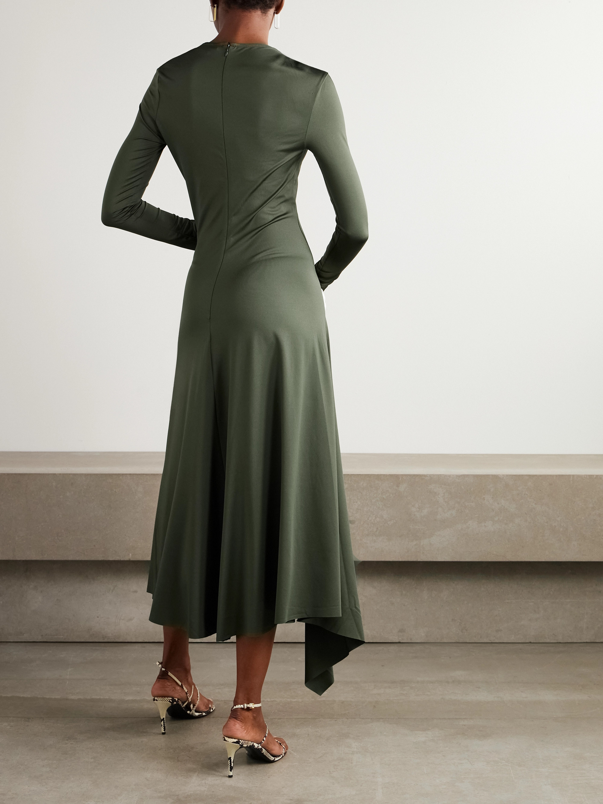 Victoria Beckham Asymmetric twisted cutout stretch-jersey midi dress