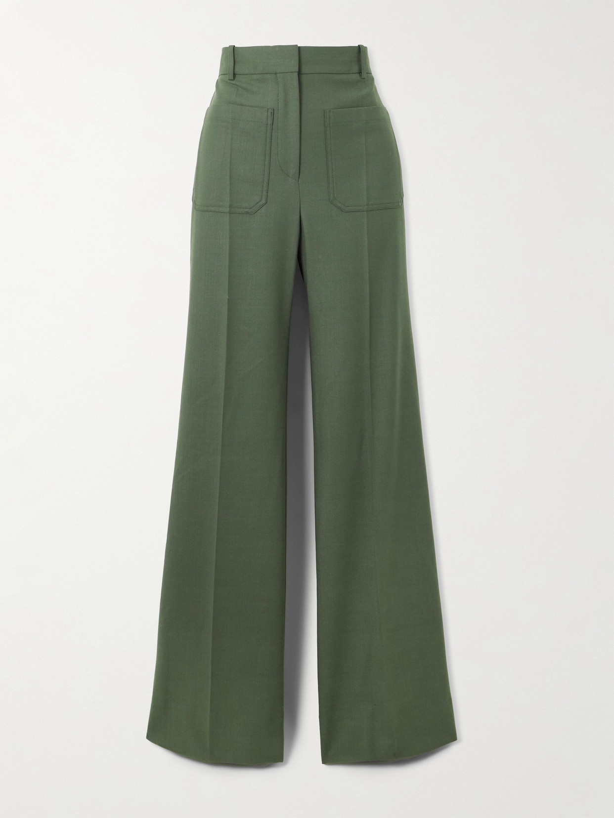 Victoria Beckham Alina Twill Wide-leg Pants In Green