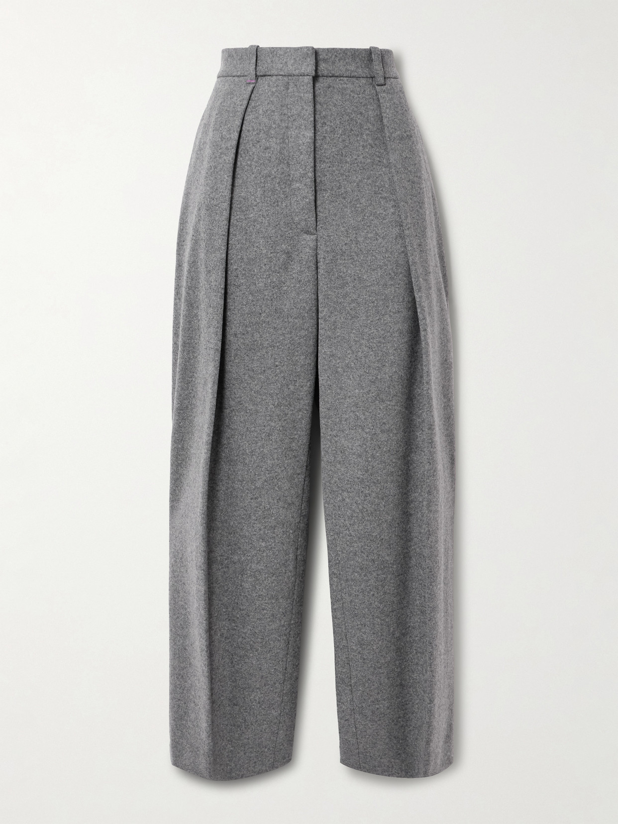 Victoria Beckham Pleated Wool And Cashmere-blend Tapered Pants In Gray