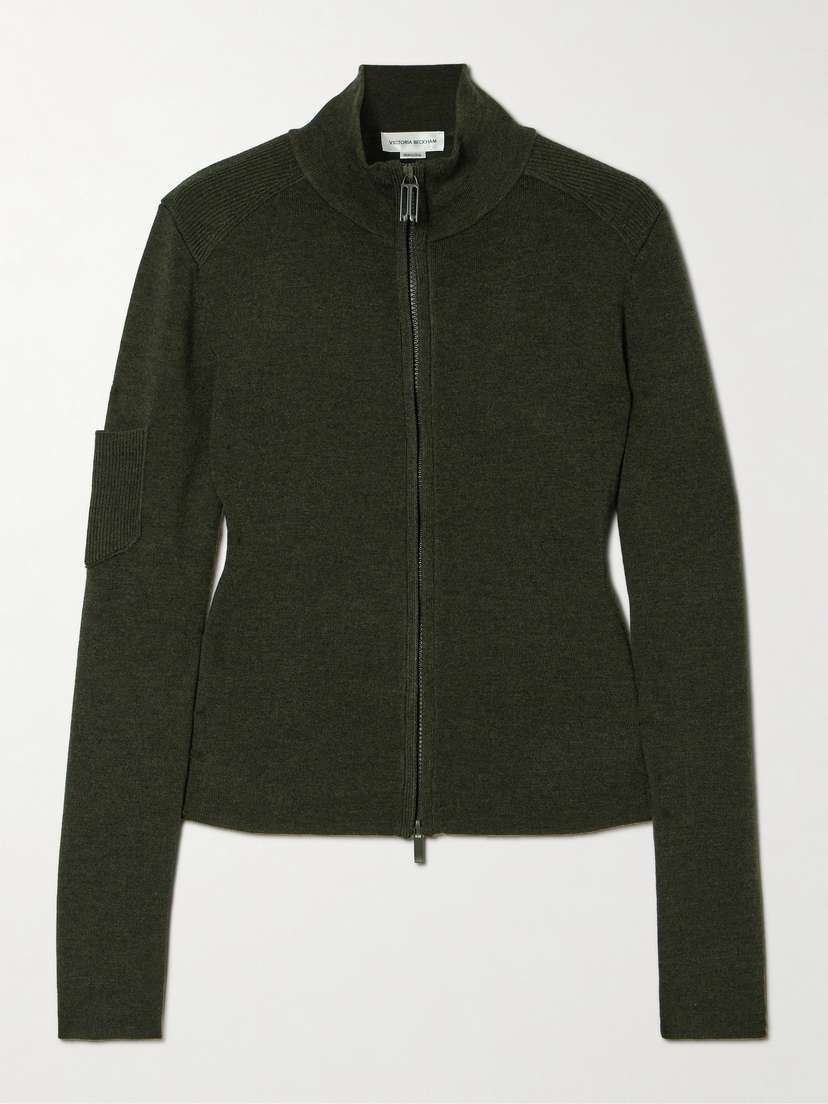 Victoria Beckham Merino Wool-blend Zip-up Sweater