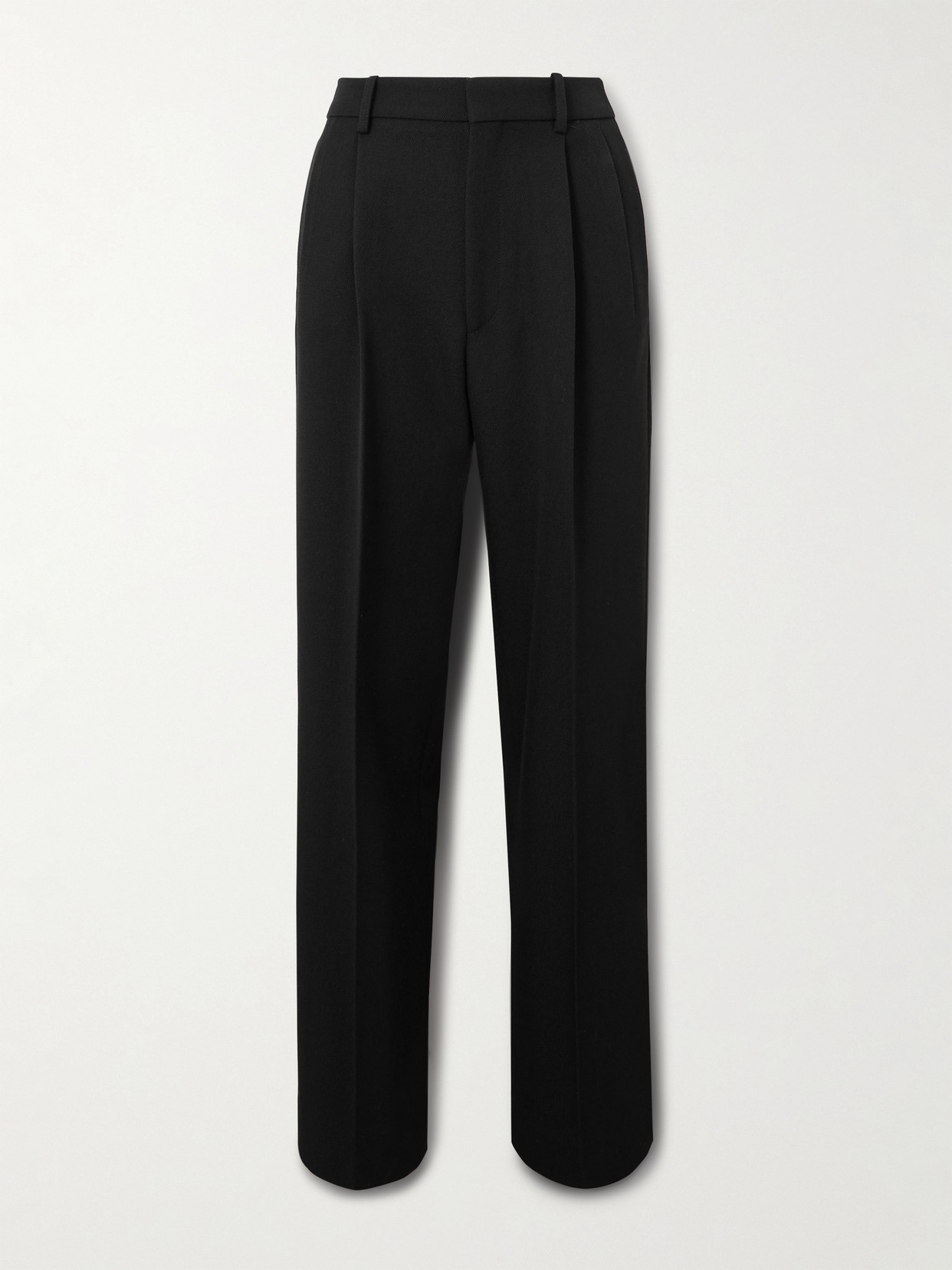 Victoria Beckham Grain De Poudre Wool Pleated Wide-leg Pants In Black