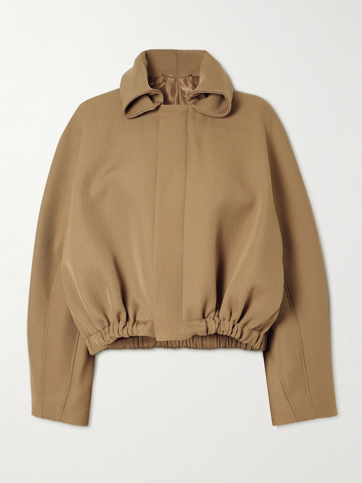 Victoria Beckham Oversized Roll Neck Bomber Jacket In Dark Camel In Green