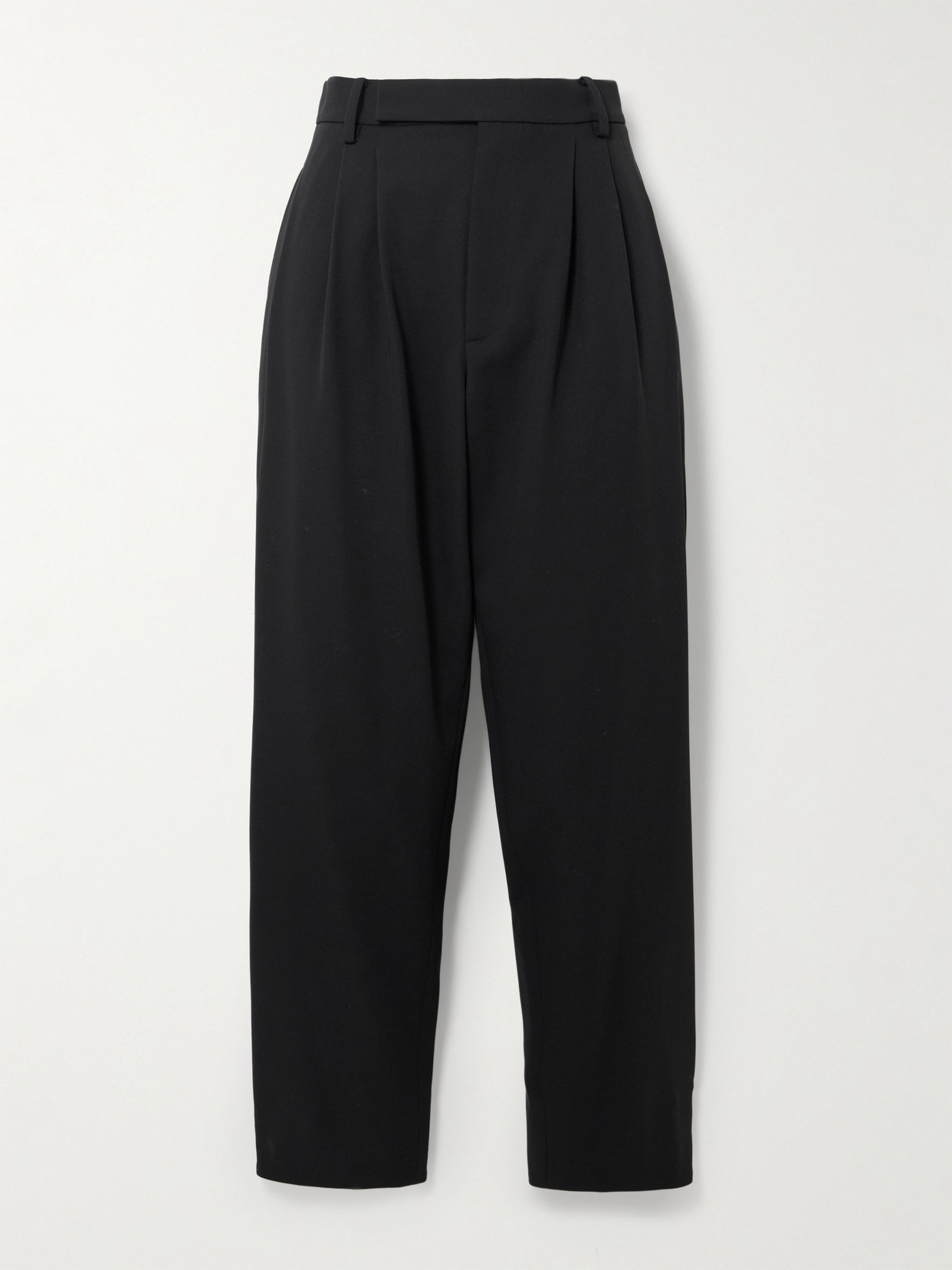 Ralph Lauren Jeanne Pleated Wool Tapered Pants In Black
