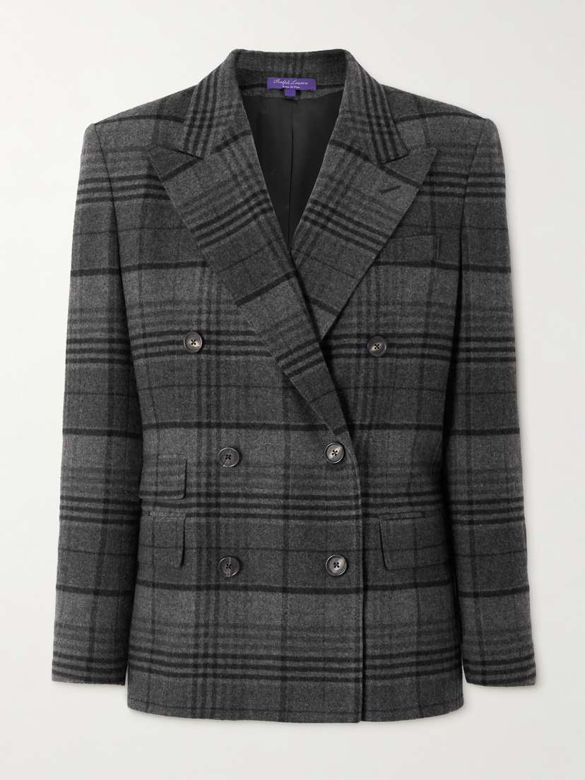 Ralph Lauren Collection Kent Double-breasted Checked Wool Blazer