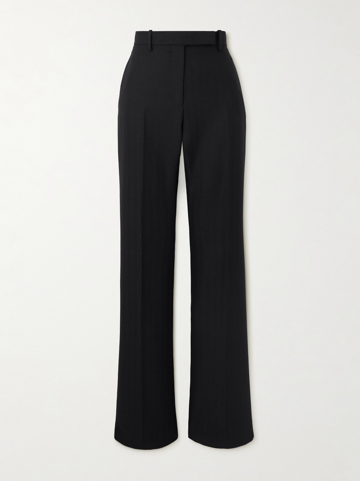 Tom Ford Herringbone Wool Straight-leg Pants In Black