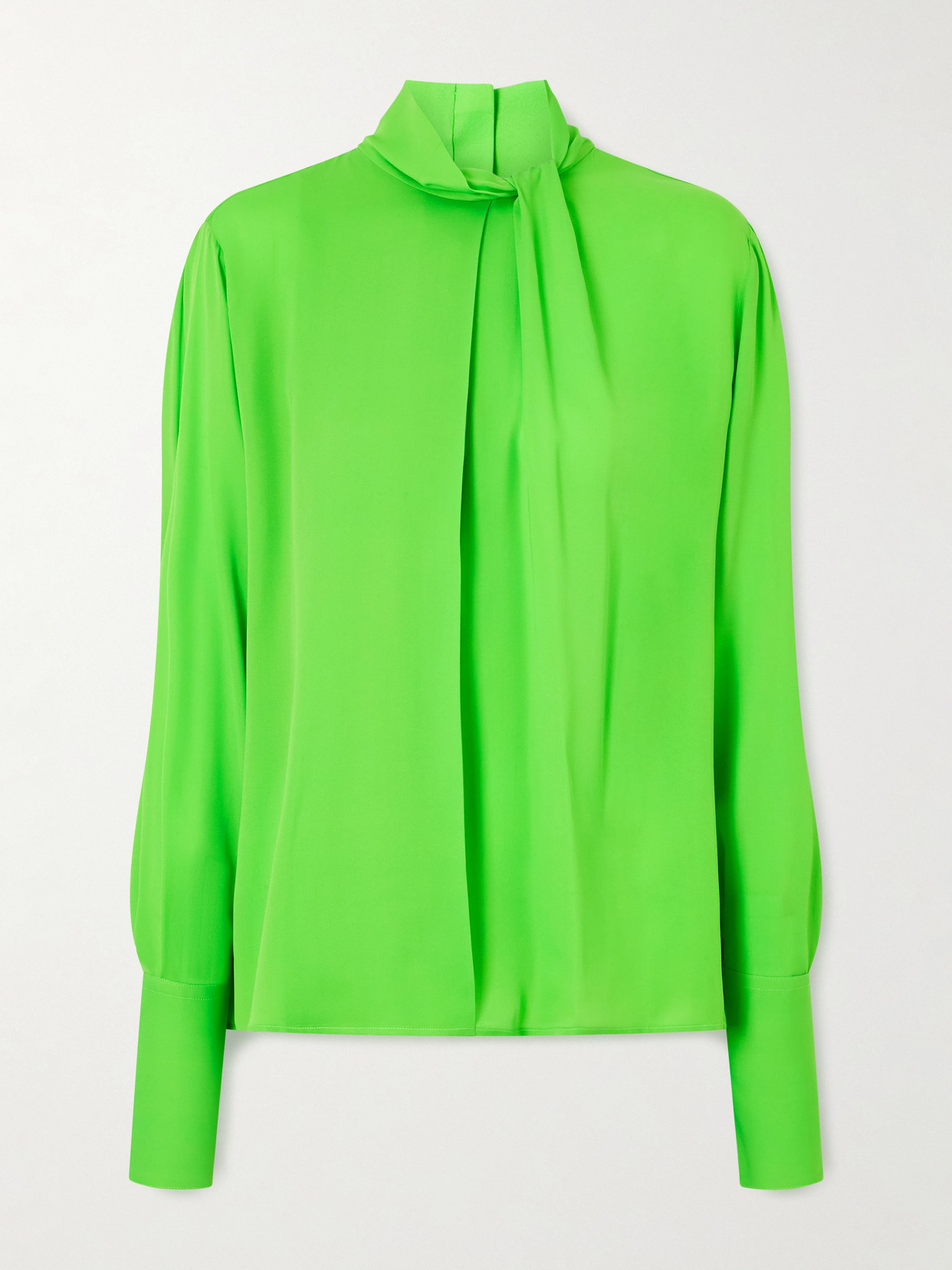 Tom Ford Cutout Draped Pleated Silk-georgette Blouse In Green