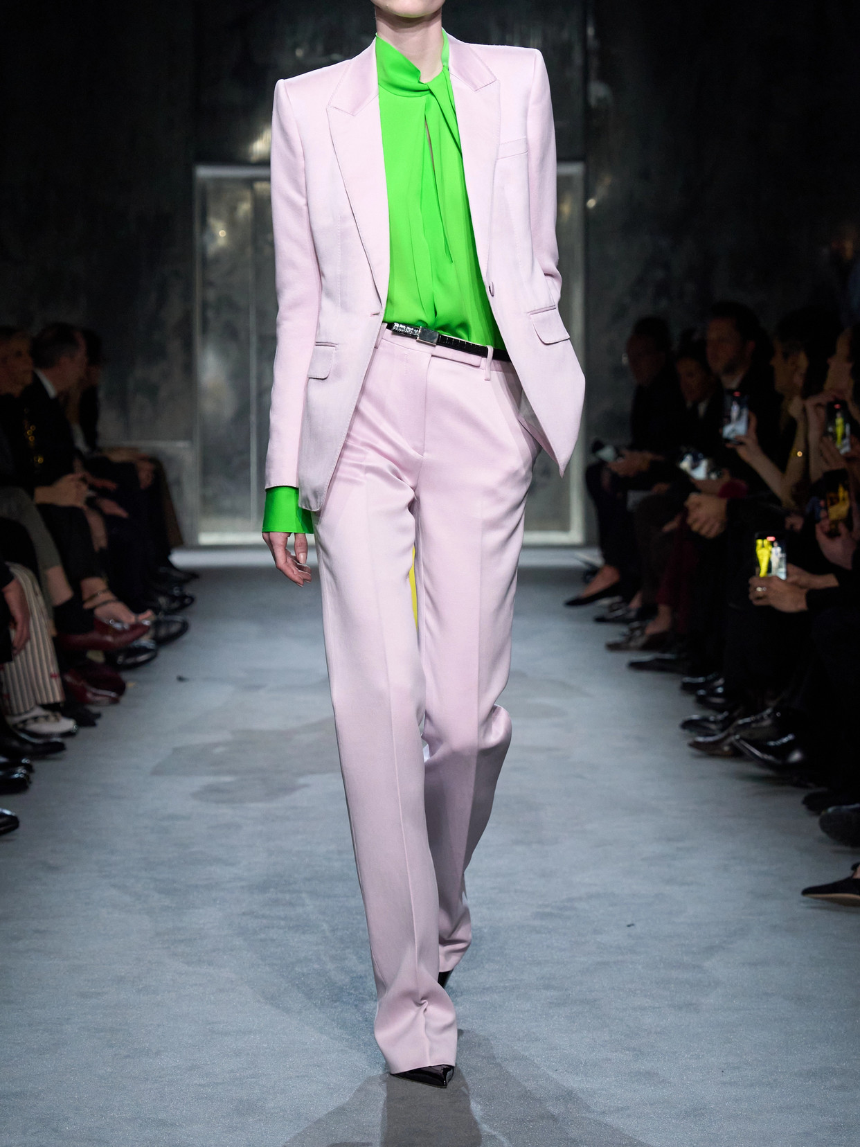 Tom Ford Cutout Draped Pleated Silk-georgette Blouse In Green