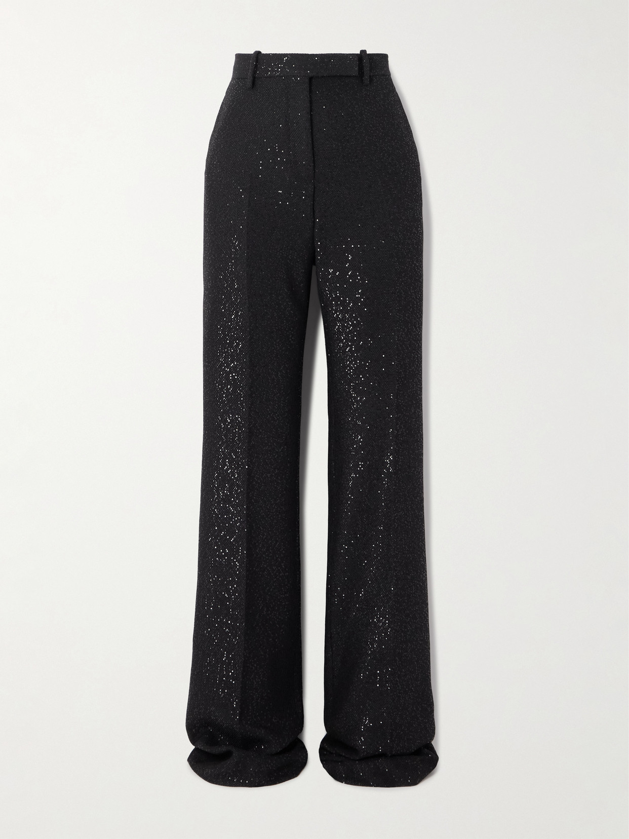 Tom Ford Sequin-embellished Wool-blend Twill Straight-leg Pants In Black