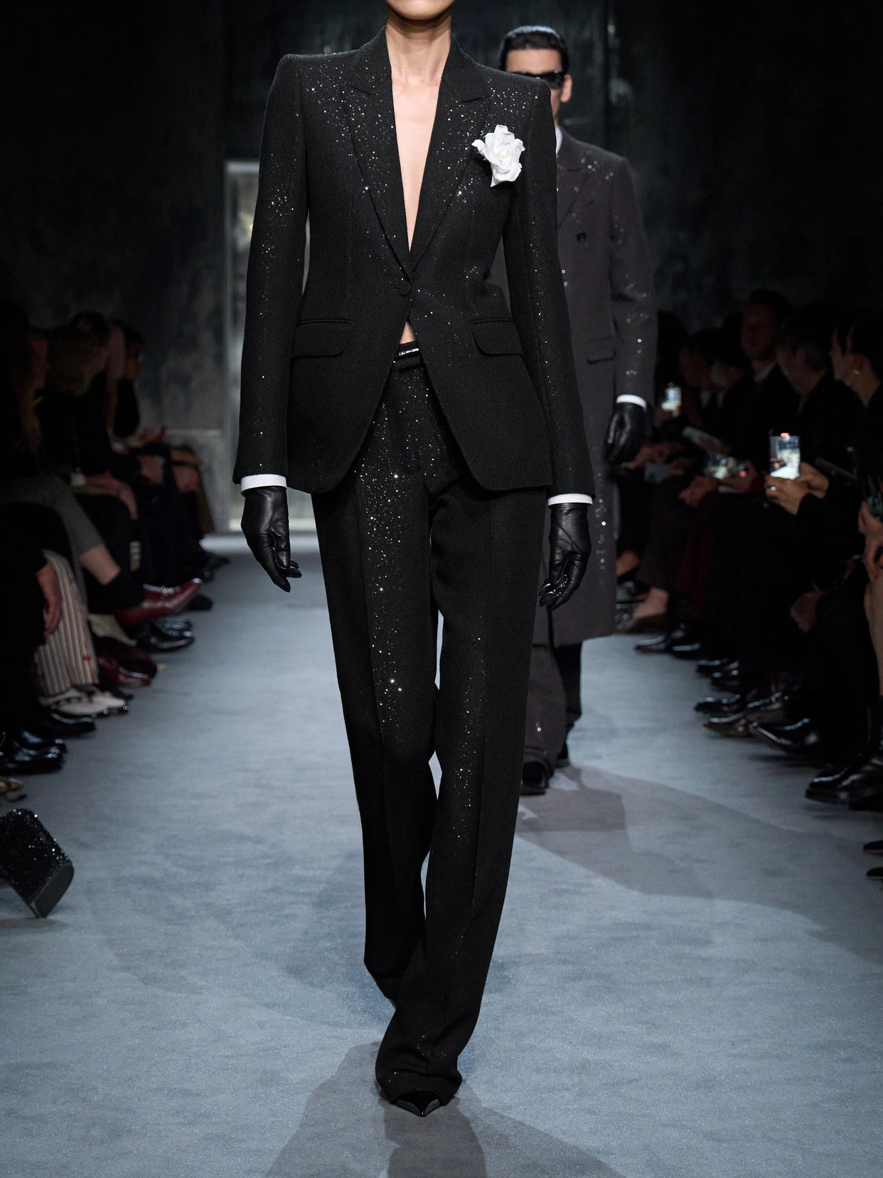 Sequin-Embellished Wool-Blend Twill Straight-Leg Pants