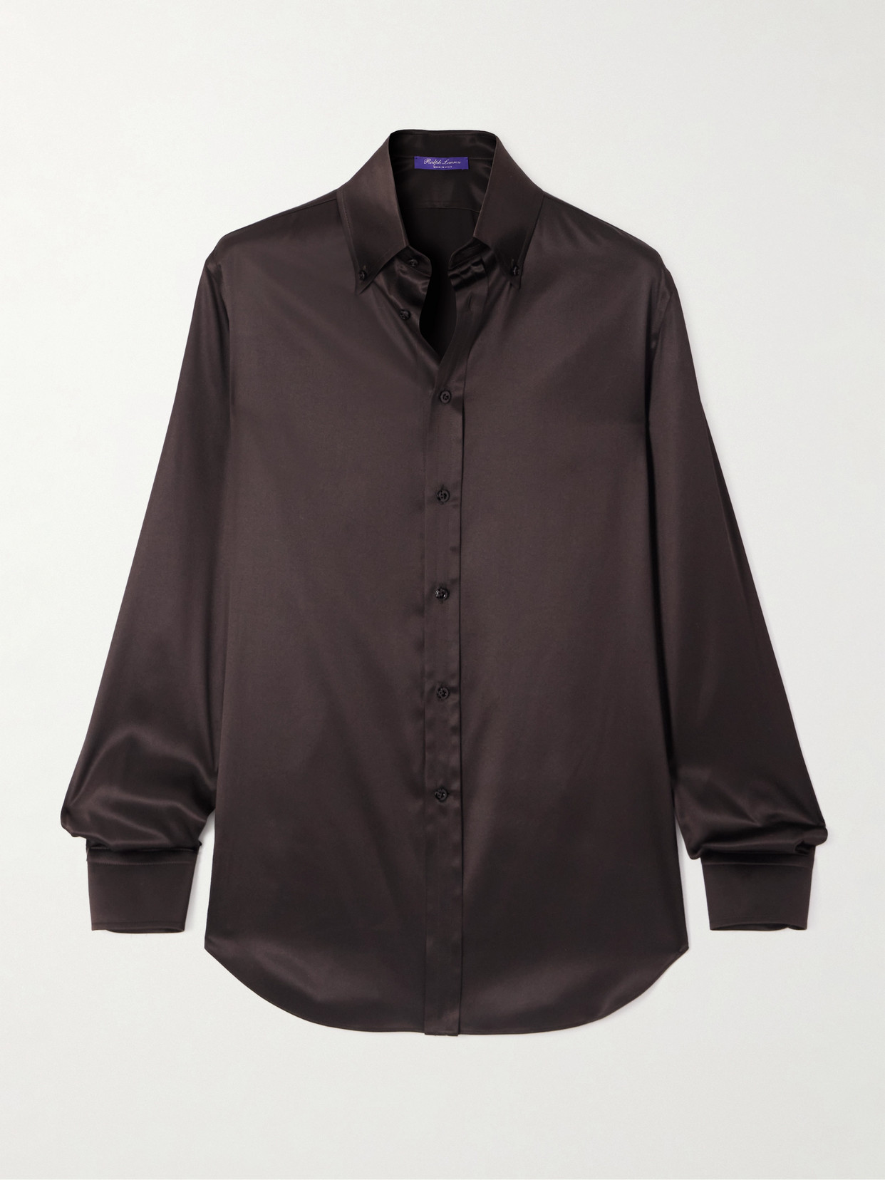 Ralph Lauren Cameron Stretch-silk Satin Shirt In Brown