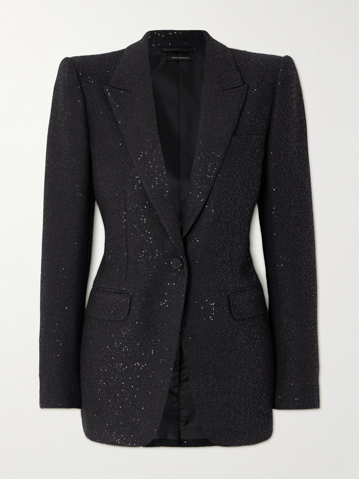 Tom Ford Sequin-embellished Wool-blend Blazer In Black