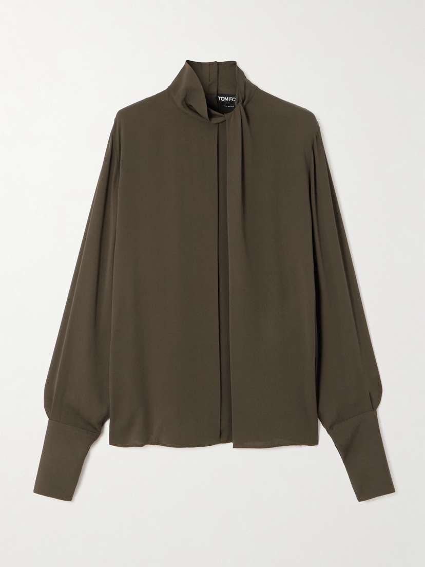 Tom Ford Cutout Draped Pleated Silk-georgette Blouse