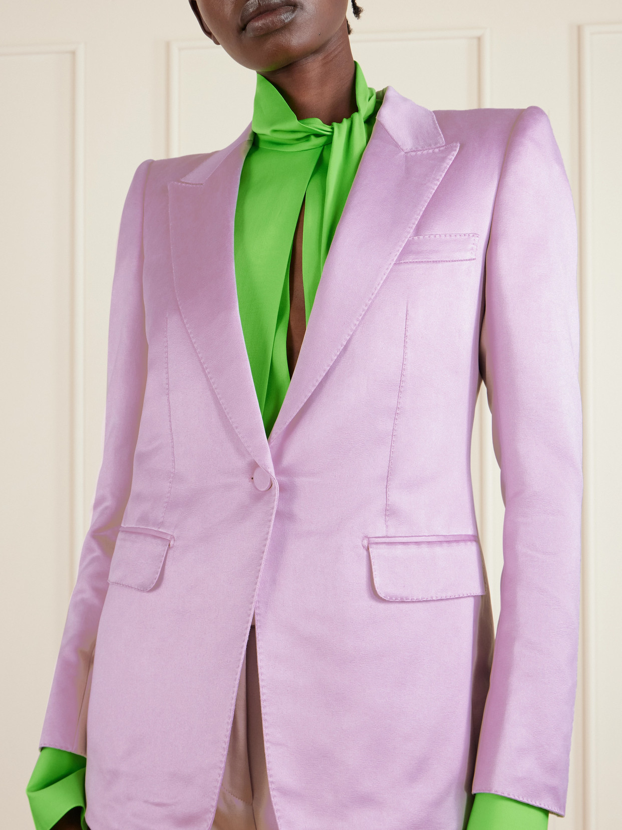 Tom Ford Cotton And Silk-blend Duchesse-satin Blazer In Purple