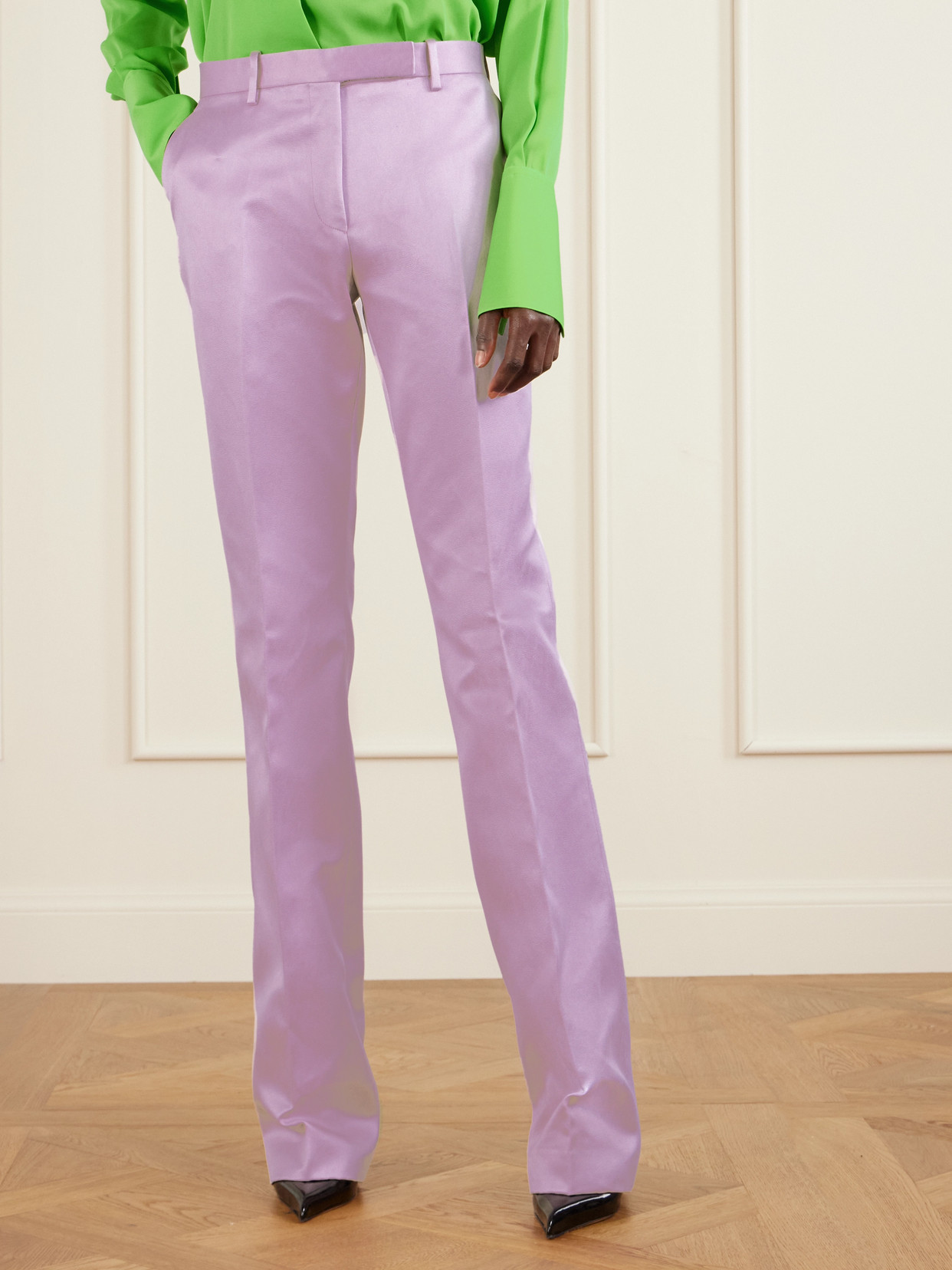 Tom Ford Cotton And Silk-blend Duchesse Satin Straight-leg Pants In Pink