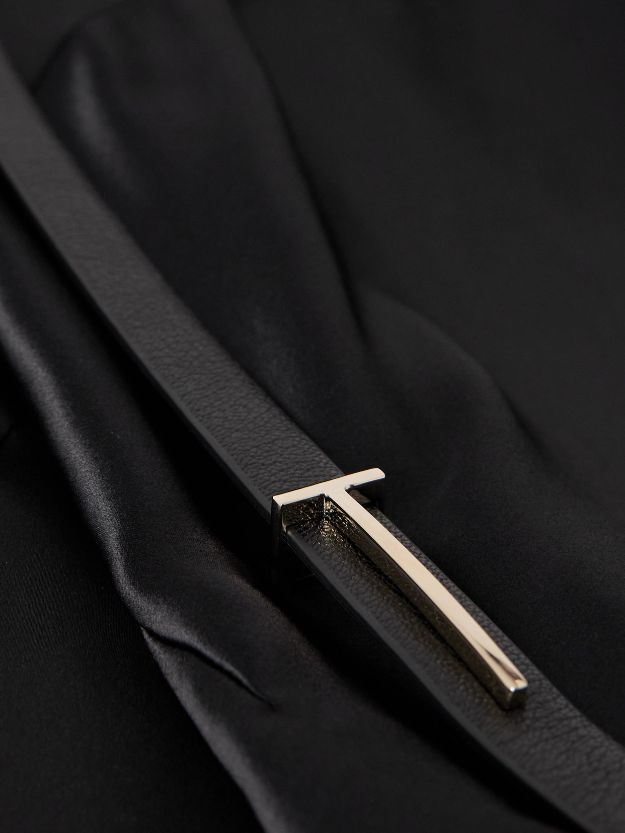 Belted Draped Silk-Satin Maxi