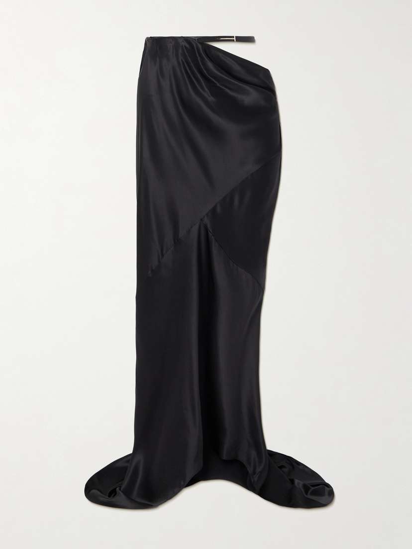 Tom Ford Belted Draped Silk-satin Maxi Skirt