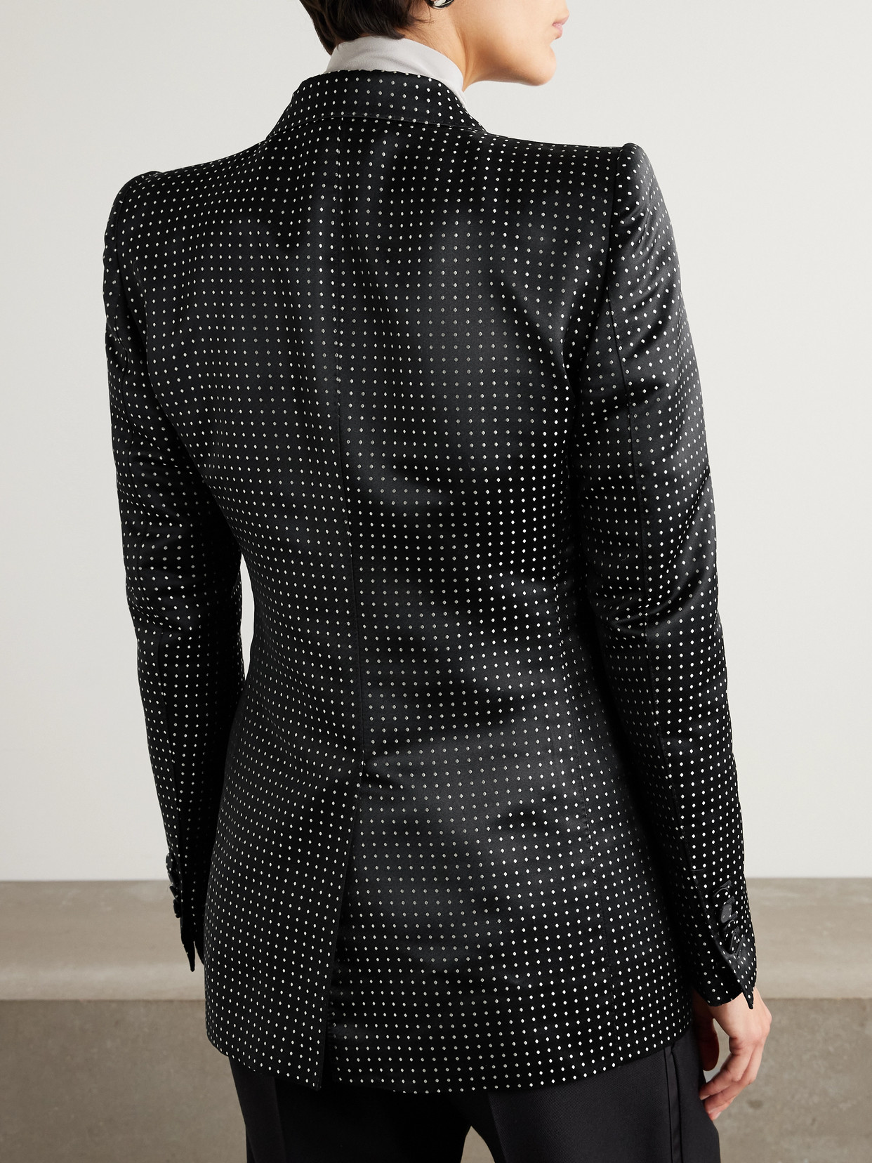 Tom Ford Polka-dot Duchesse Silk-jacquard Blazer In Black
