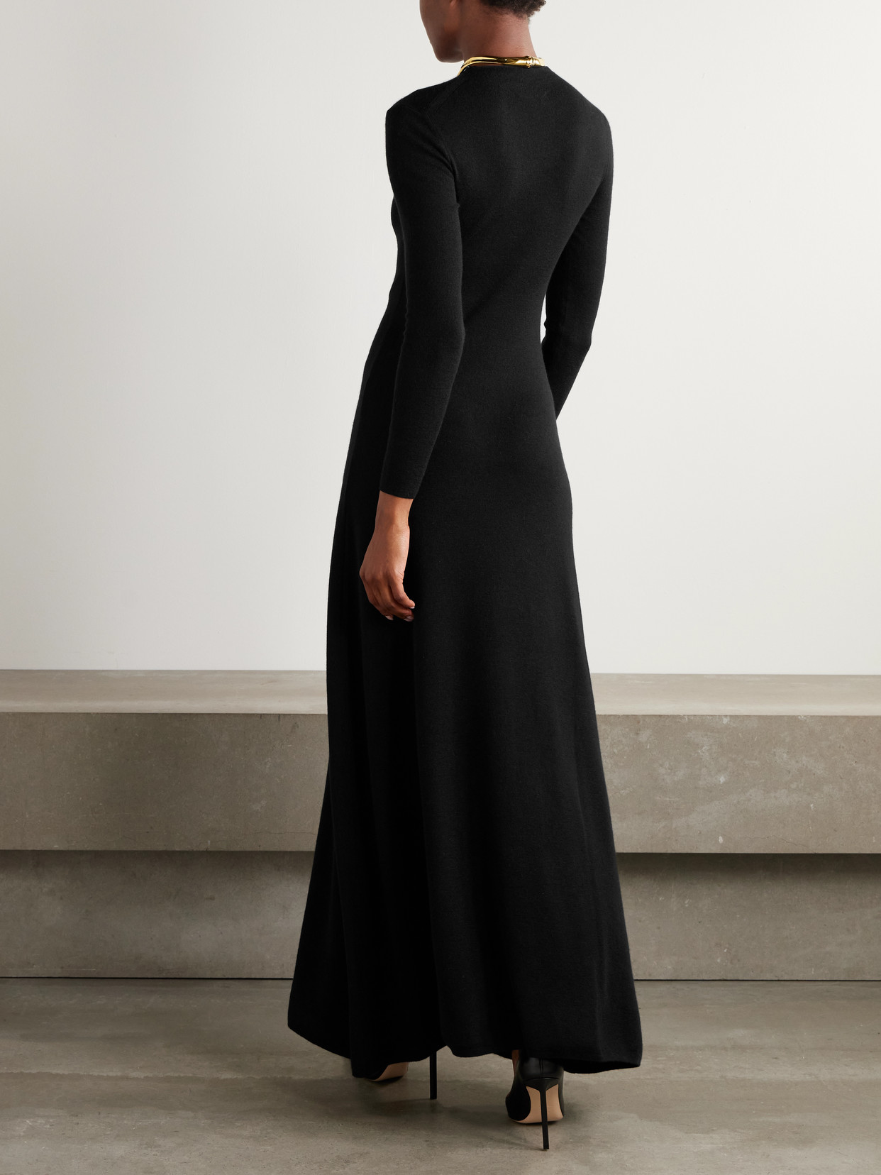 Tom Ford Cashmere-blend Turtleneck Maxi Dress In Black