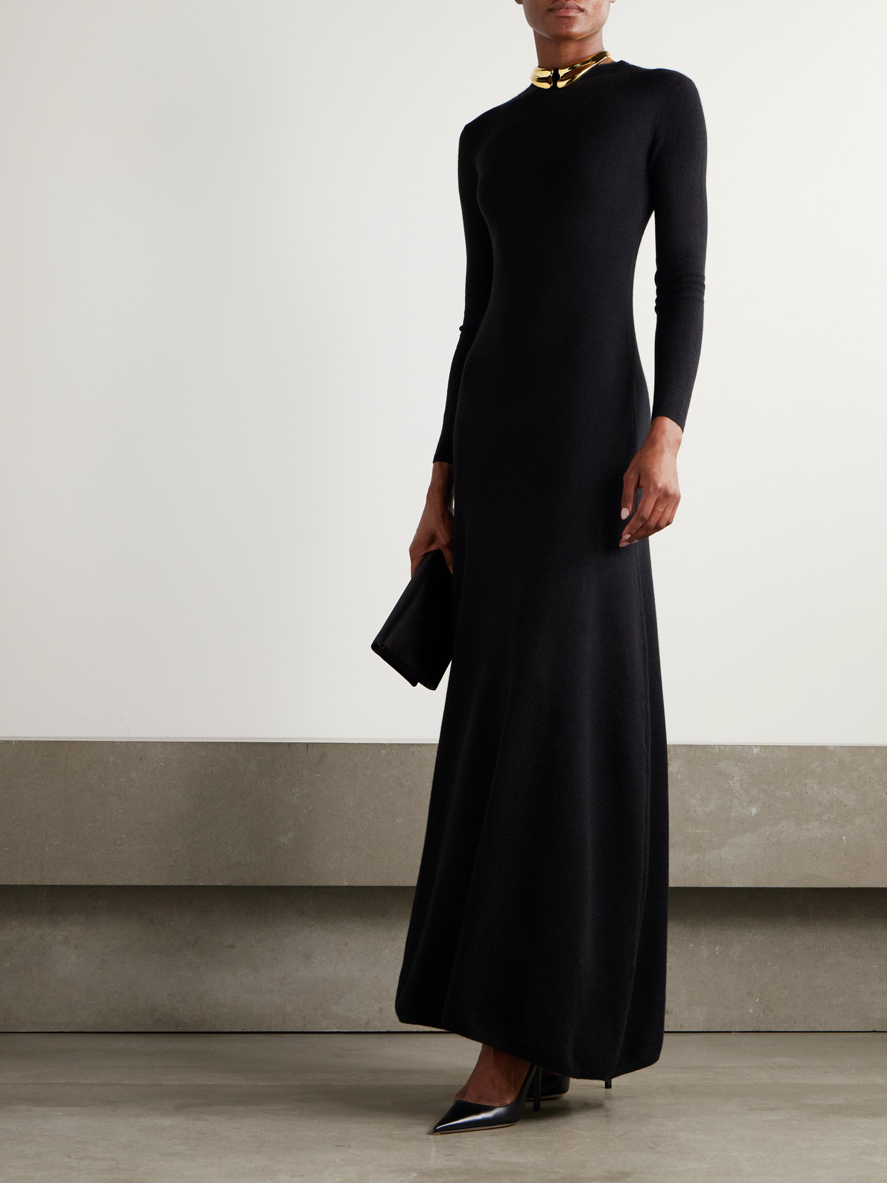 Tom Ford Cashmere-blend Turtleneck Maxi Dress In Black