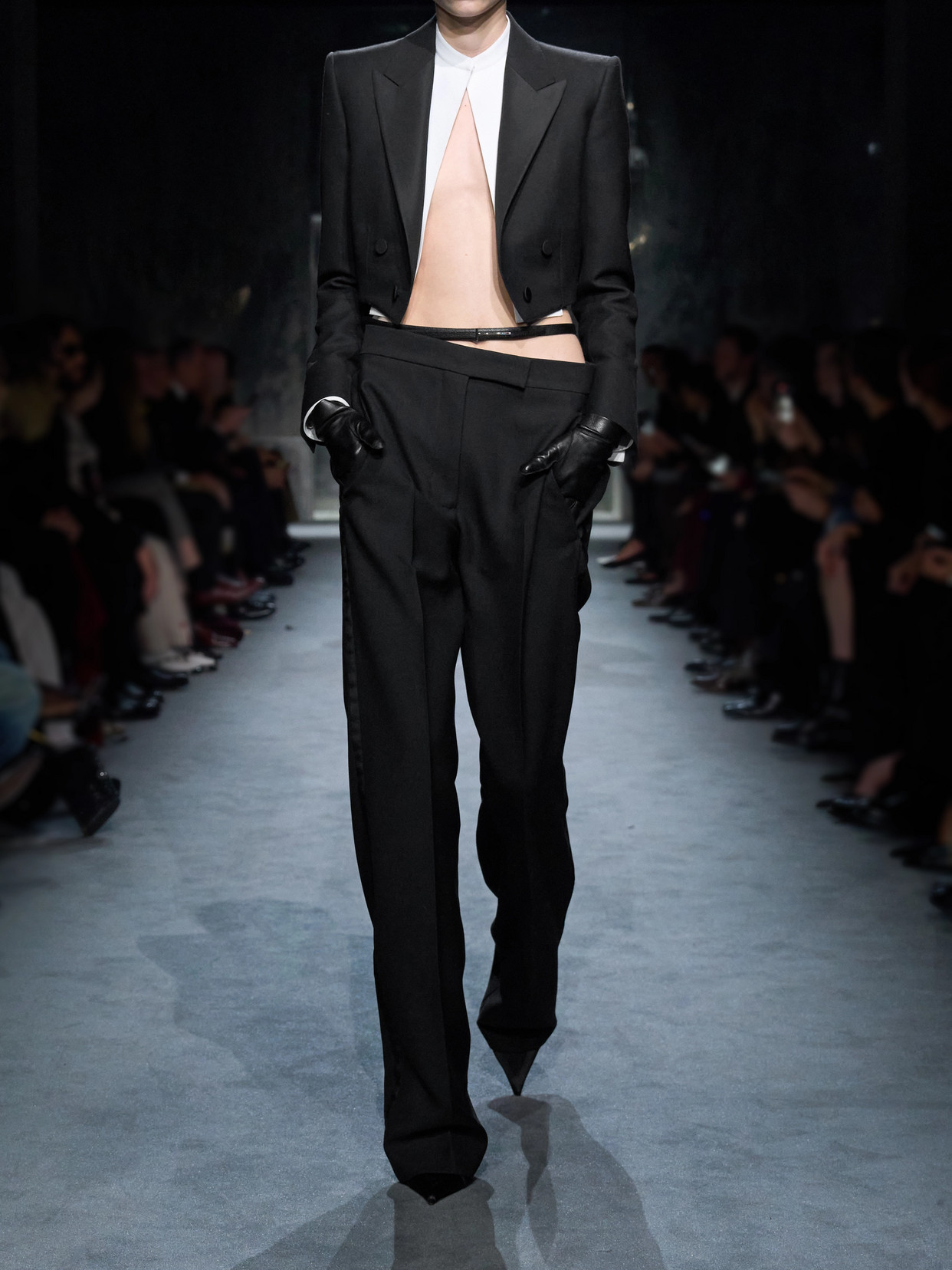 Tom Ford Cropped Paneled Cotton-twill And Voile Shirt In White