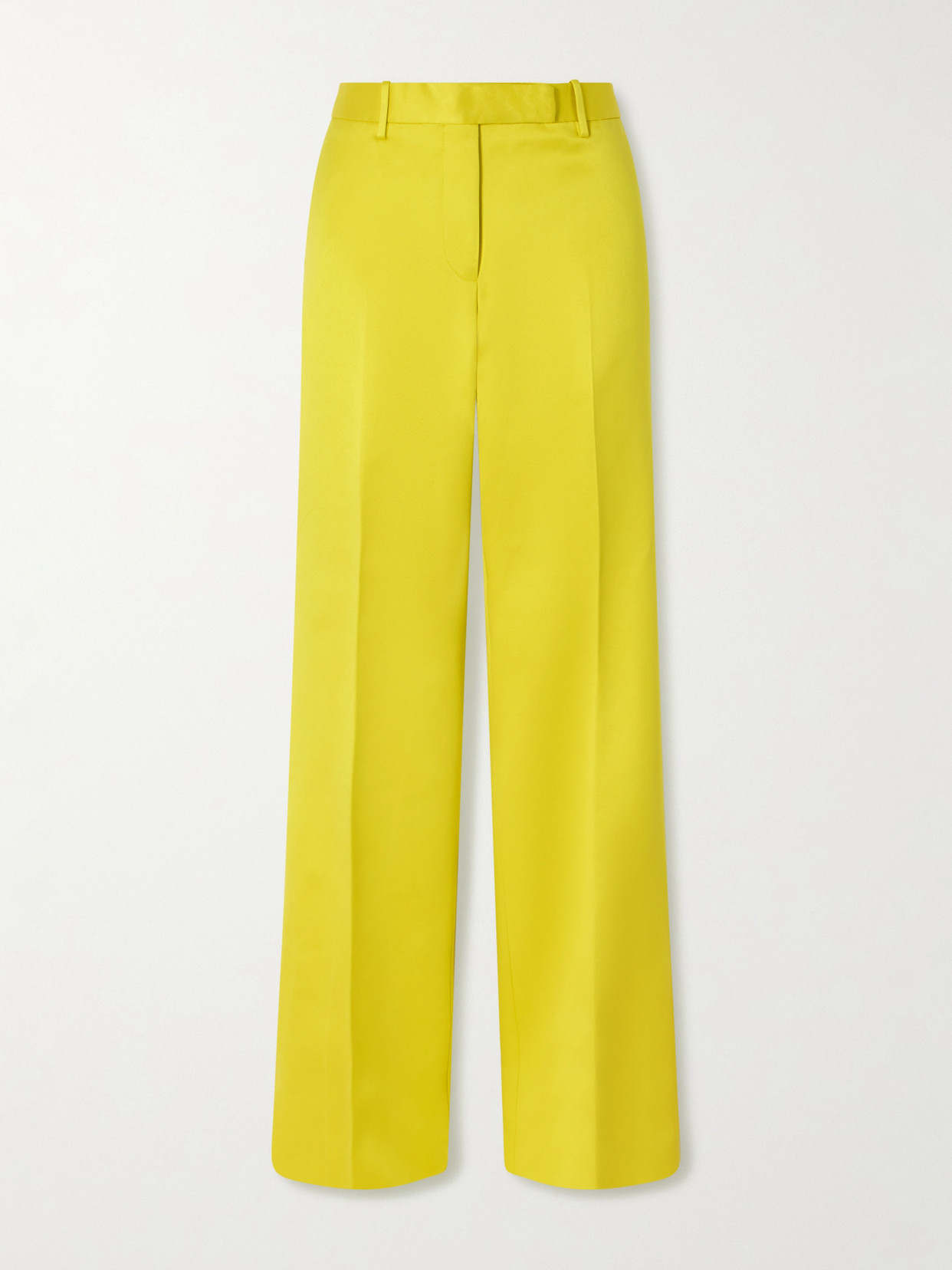 Tom Ford Cotton And Silk-blend Duchesse Satin Straight-leg Pants In Yellow