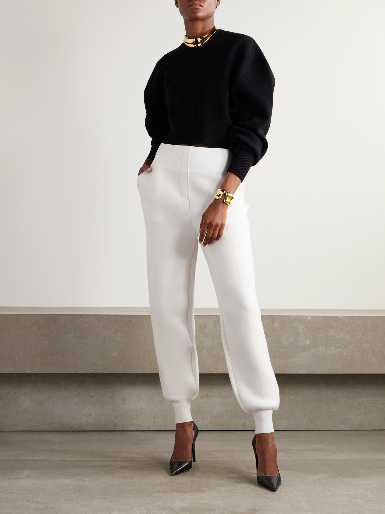 Tom Ford Jersey Tapered Trackpants In White