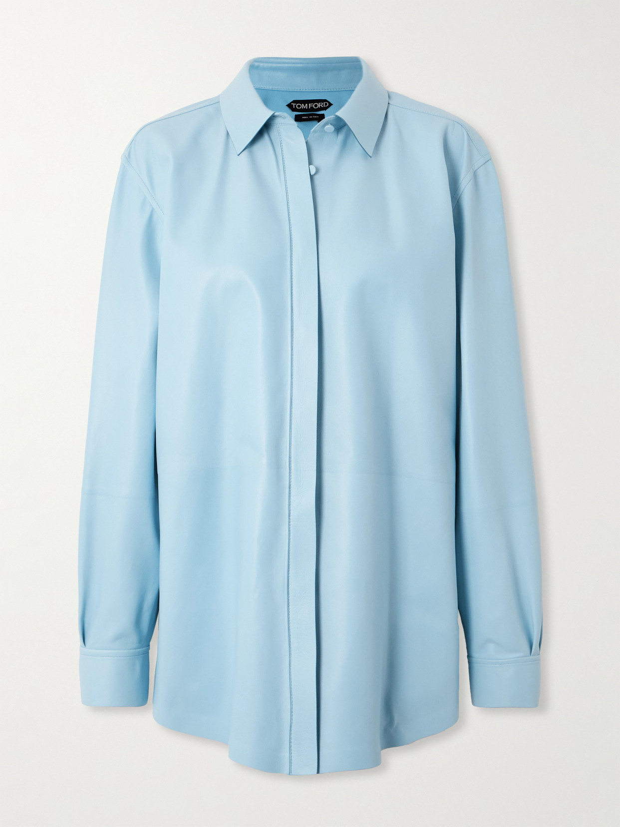 Tom Ford Leather Shirt In Blue