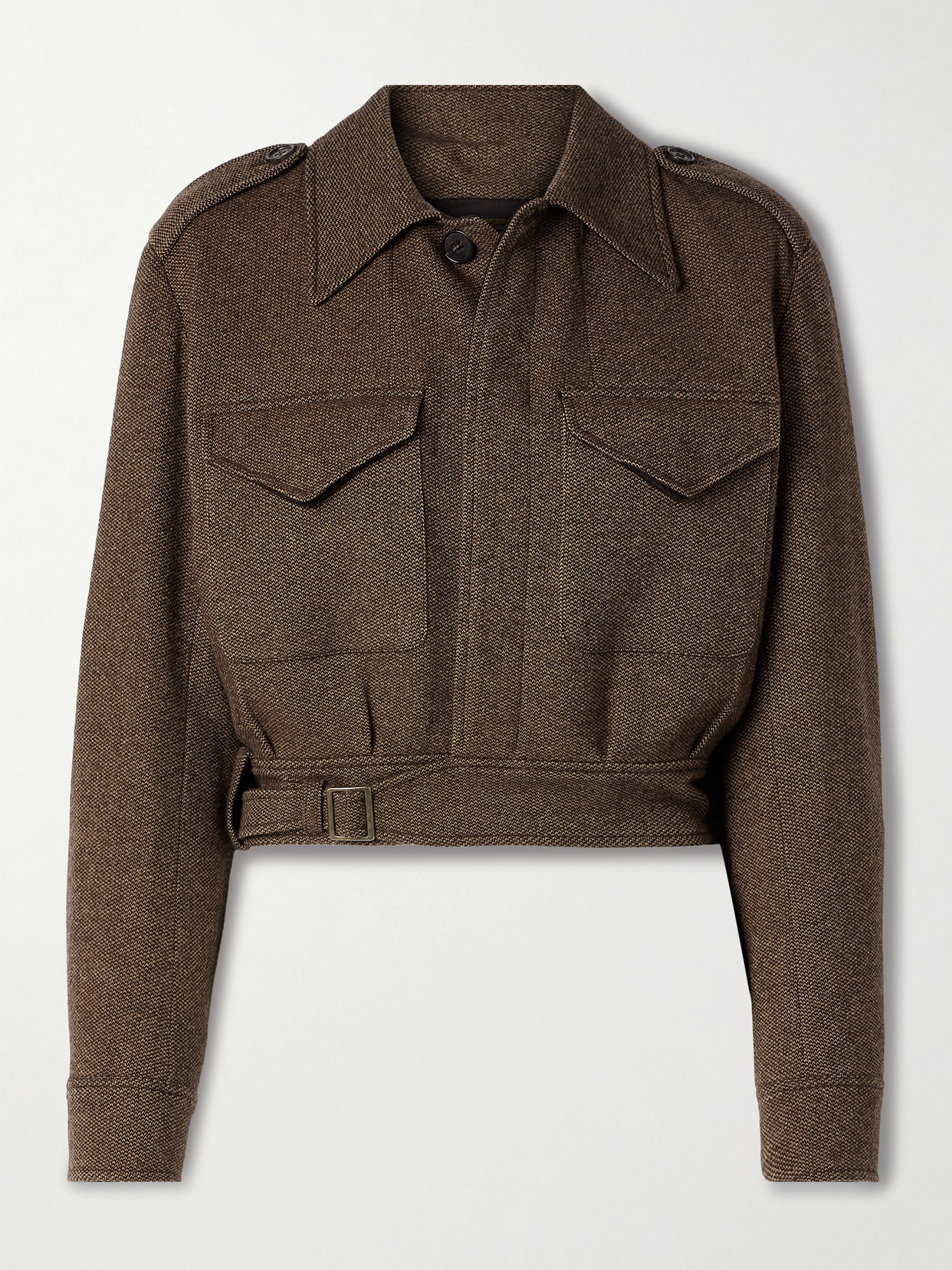 Ralph Lauren Maddison Cropped Wool Jacket In Brown