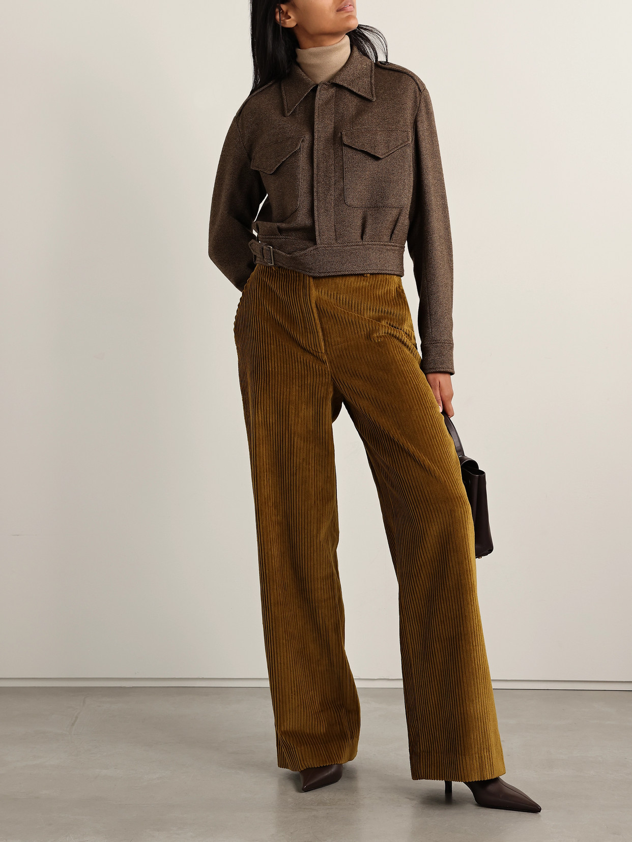 Ralph Lauren Maddison Cropped Wool Jacket In Brown