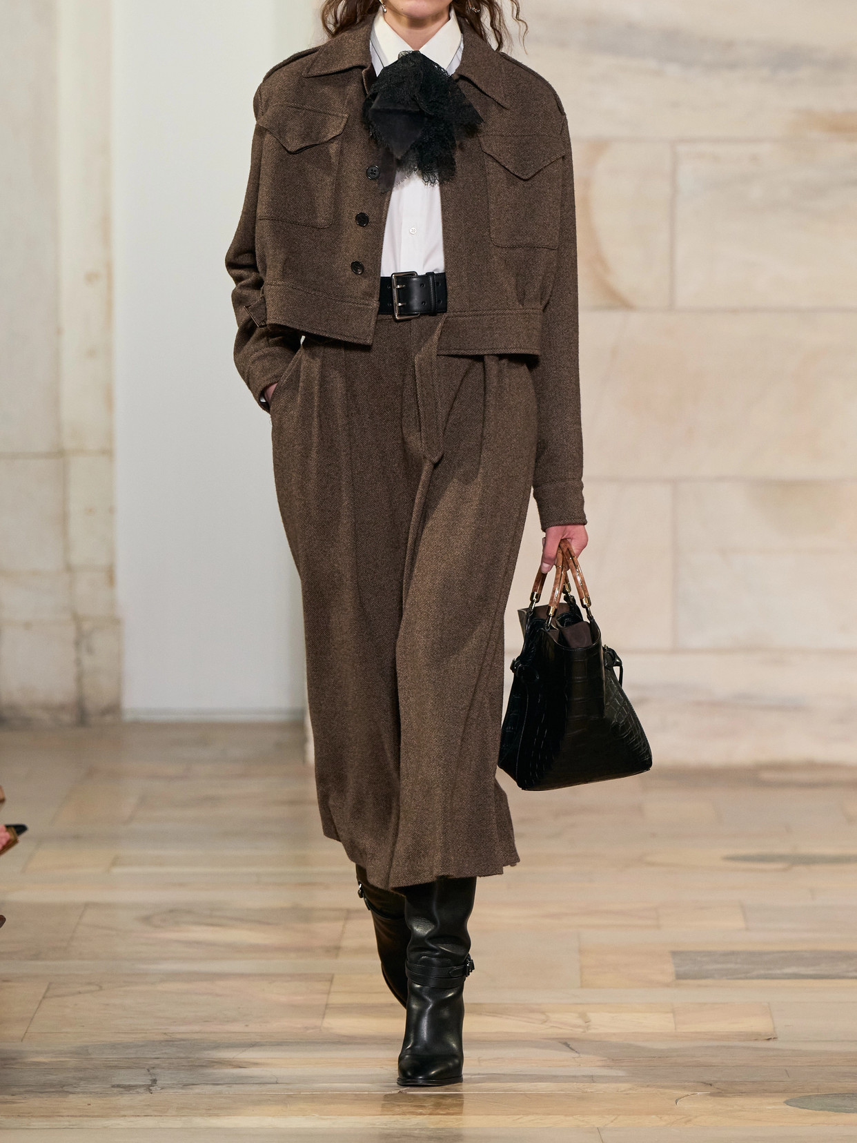 Ralph Lauren Maddison Cropped Wool Jacket In Brown