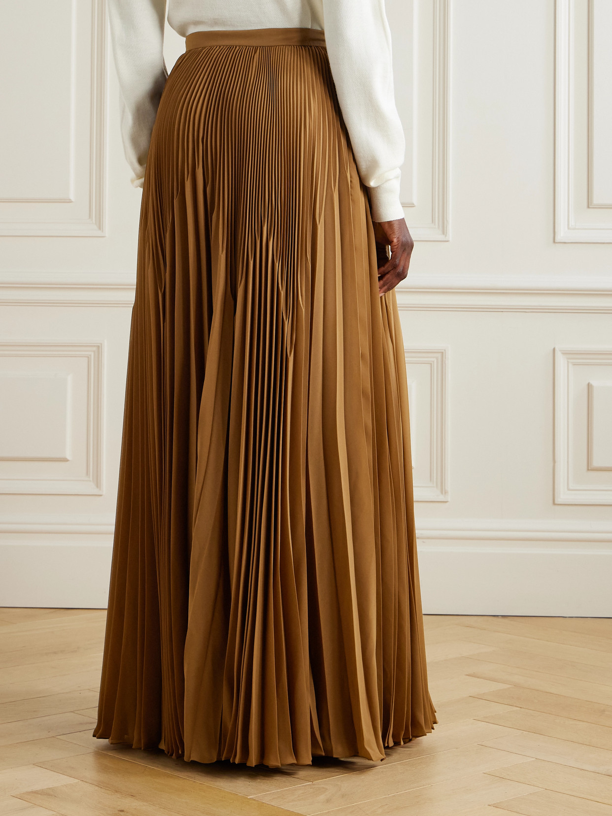 Ralph Lauren Marsha Pleated Chiffon Maxi Skirt In Brown