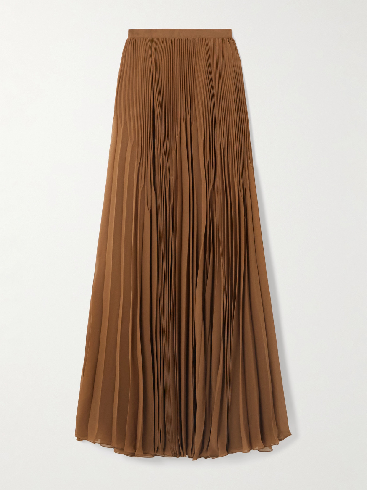 Ralph Lauren Marsha Pleated Chiffon Maxi Skirt In Brown