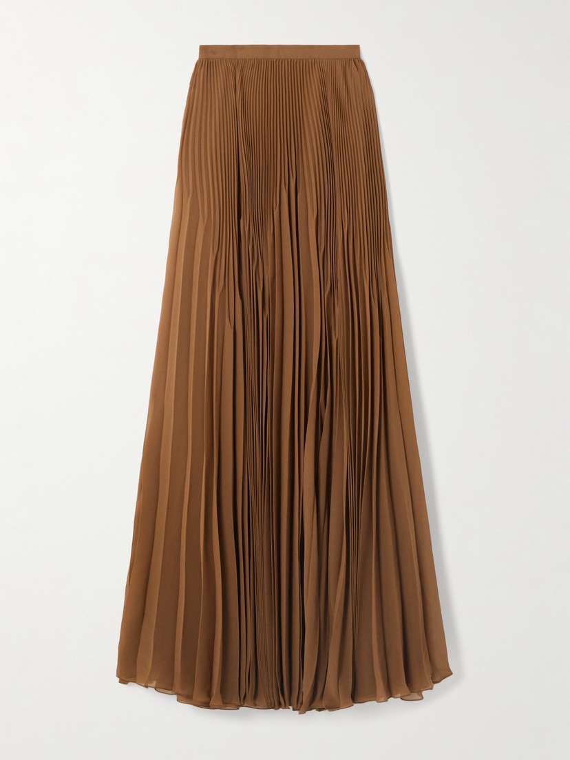 Ralph Lauren Collection Marsha Pleated Chiffon Maxi Skirt