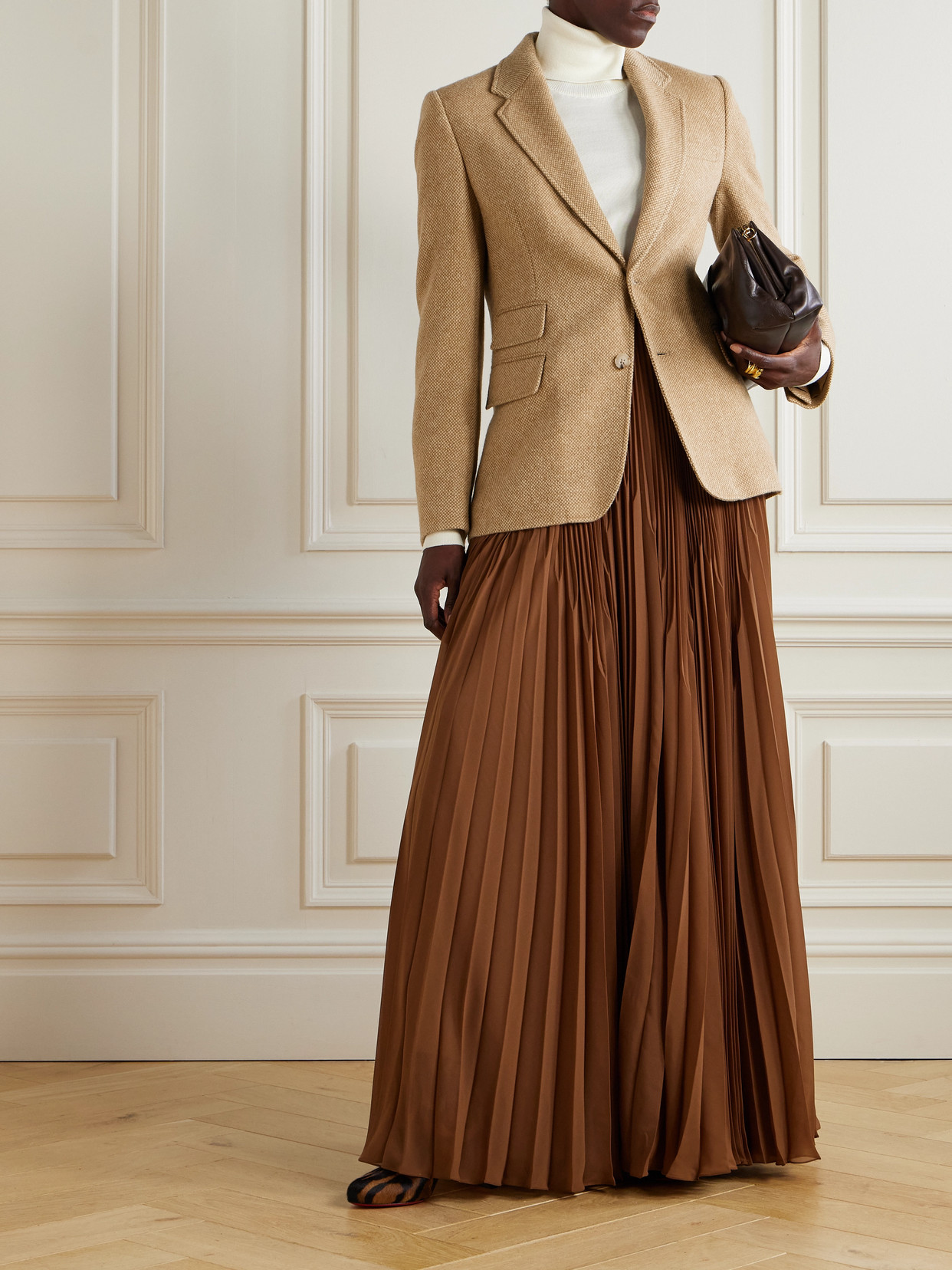 Ralph Lauren Marsha Pleated Chiffon Maxi Skirt In Brown