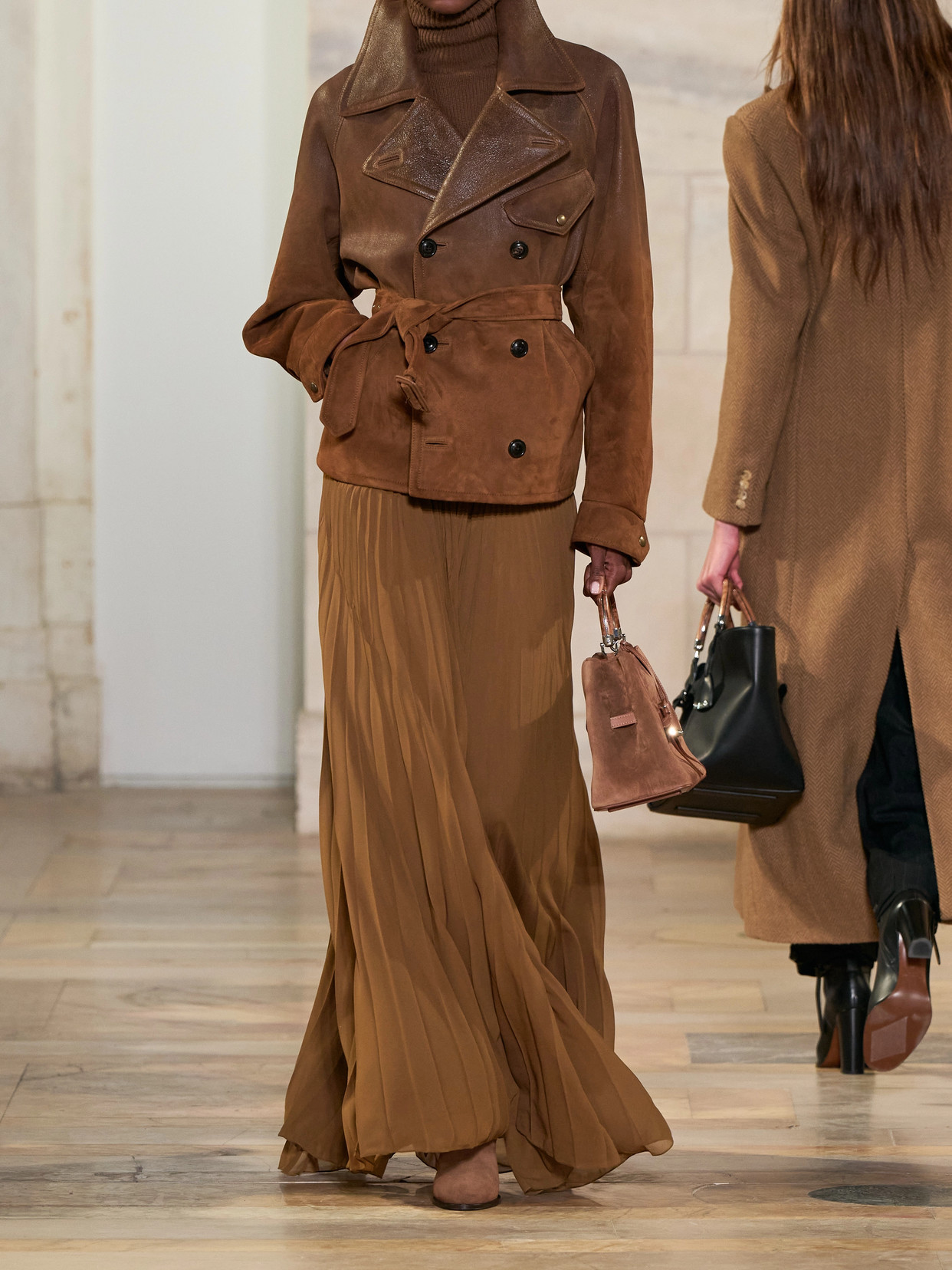 Ralph Lauren Marsha Pleated Chiffon Maxi Skirt In Brown